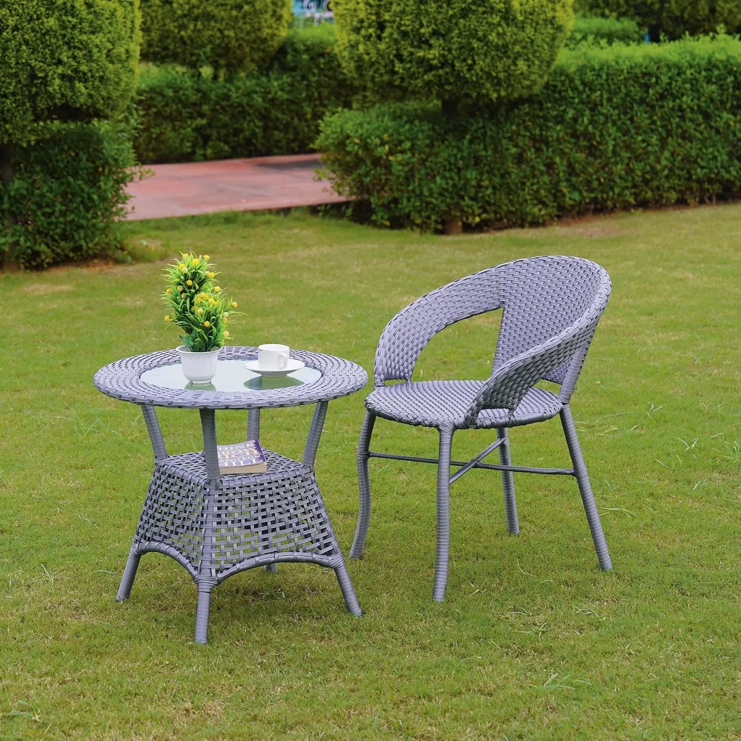3-Piece Outdoor Rattan Wicker Patio Bistro Set