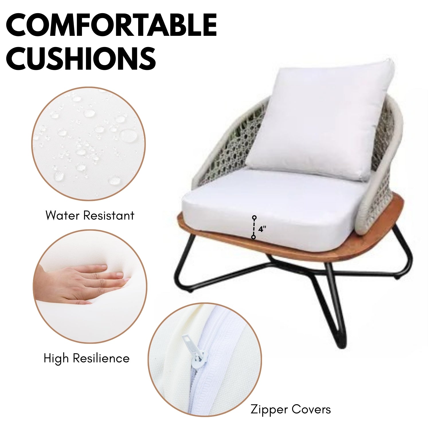 5-Seater Outdoor All-Weather Rope Sofa Set With Wooden Base