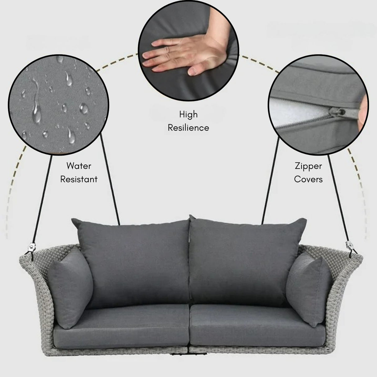 Outdoor Rattan Wicker Hanging Swing Chair with Cushion