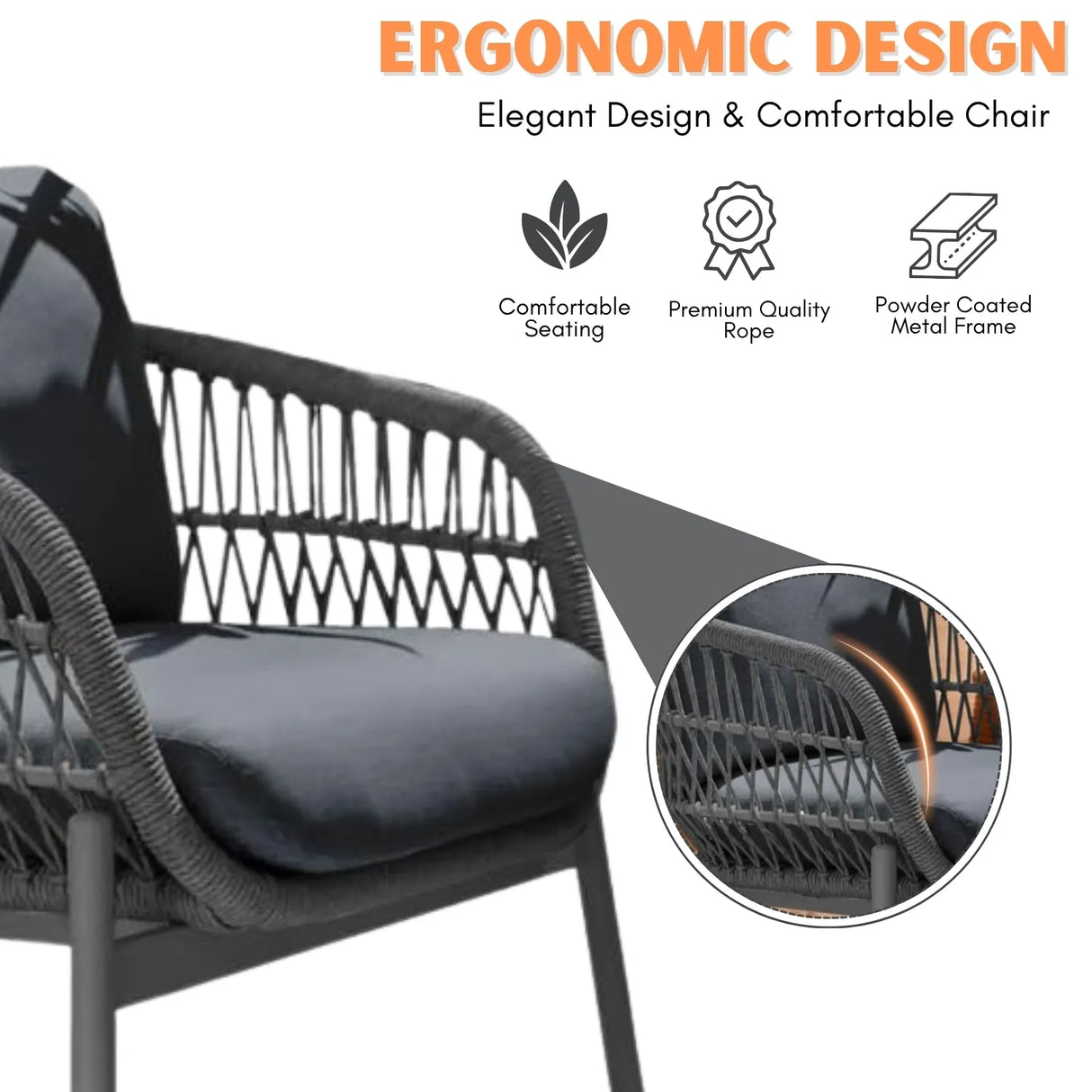 Outdoor 4 Seater Rope Conversation Sofa Set