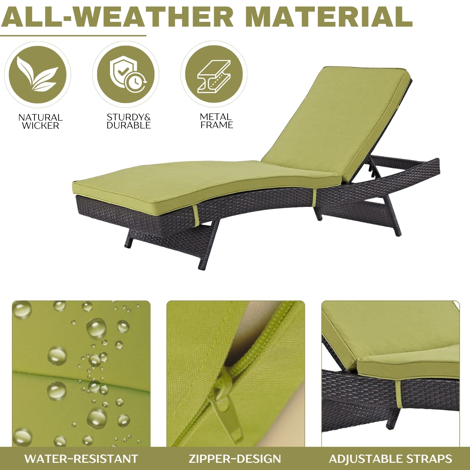 Outdoor Rattan Wicker Chaise Lounger For Poolside