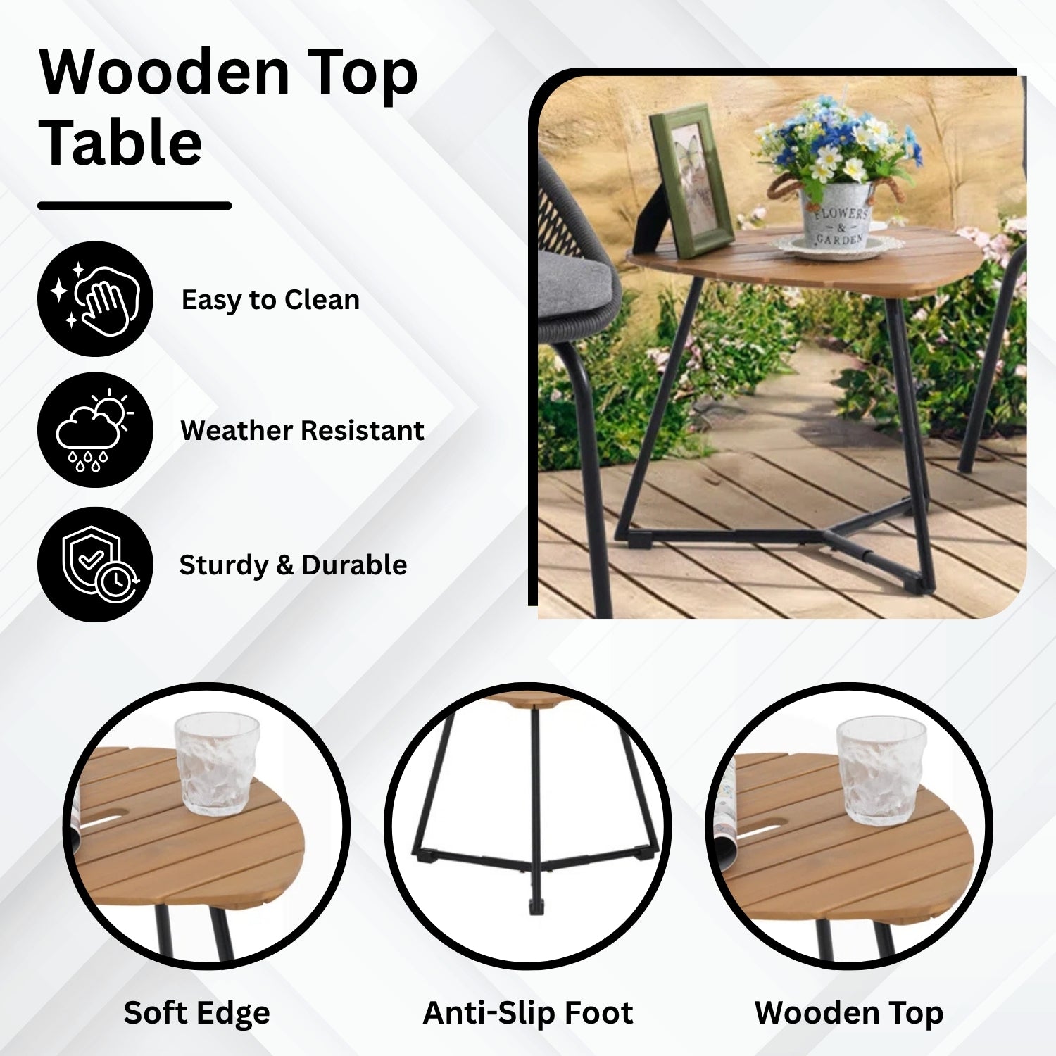 3 Piece Garden Outdoor Rope Patio Set