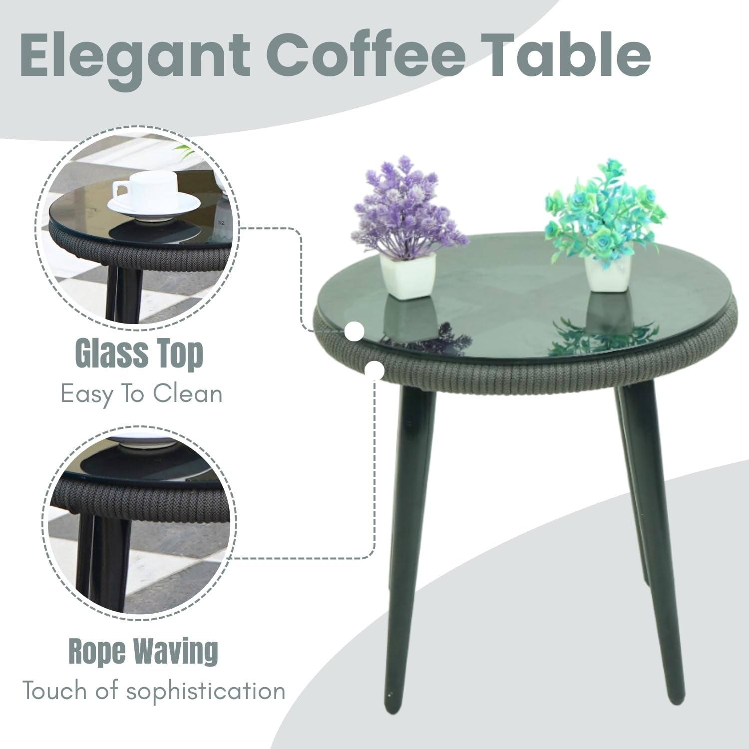 Outdoor 3 Piece All-Weather Rope Patio Set