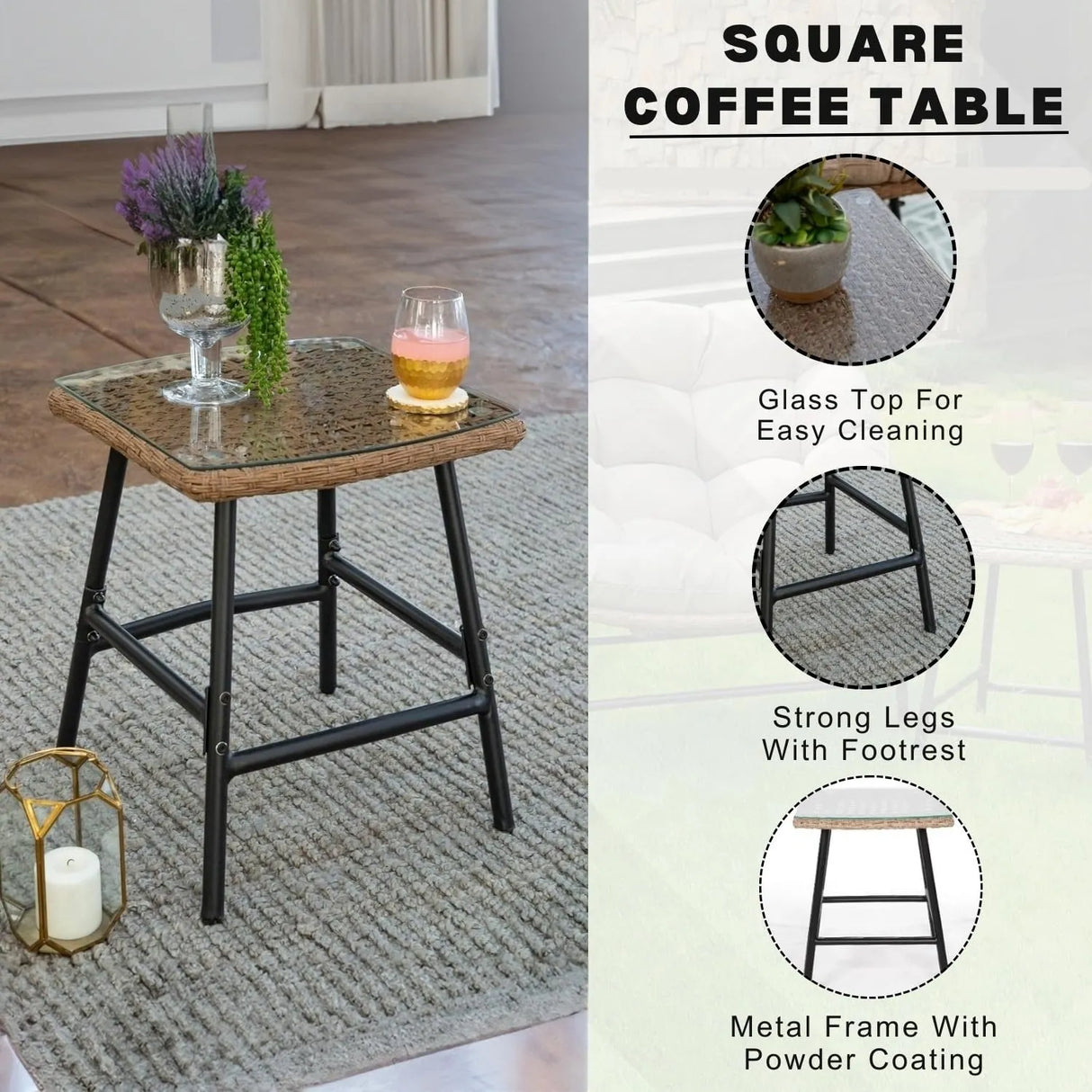 3 Piece Garden Outdoor Patio Furniture Set