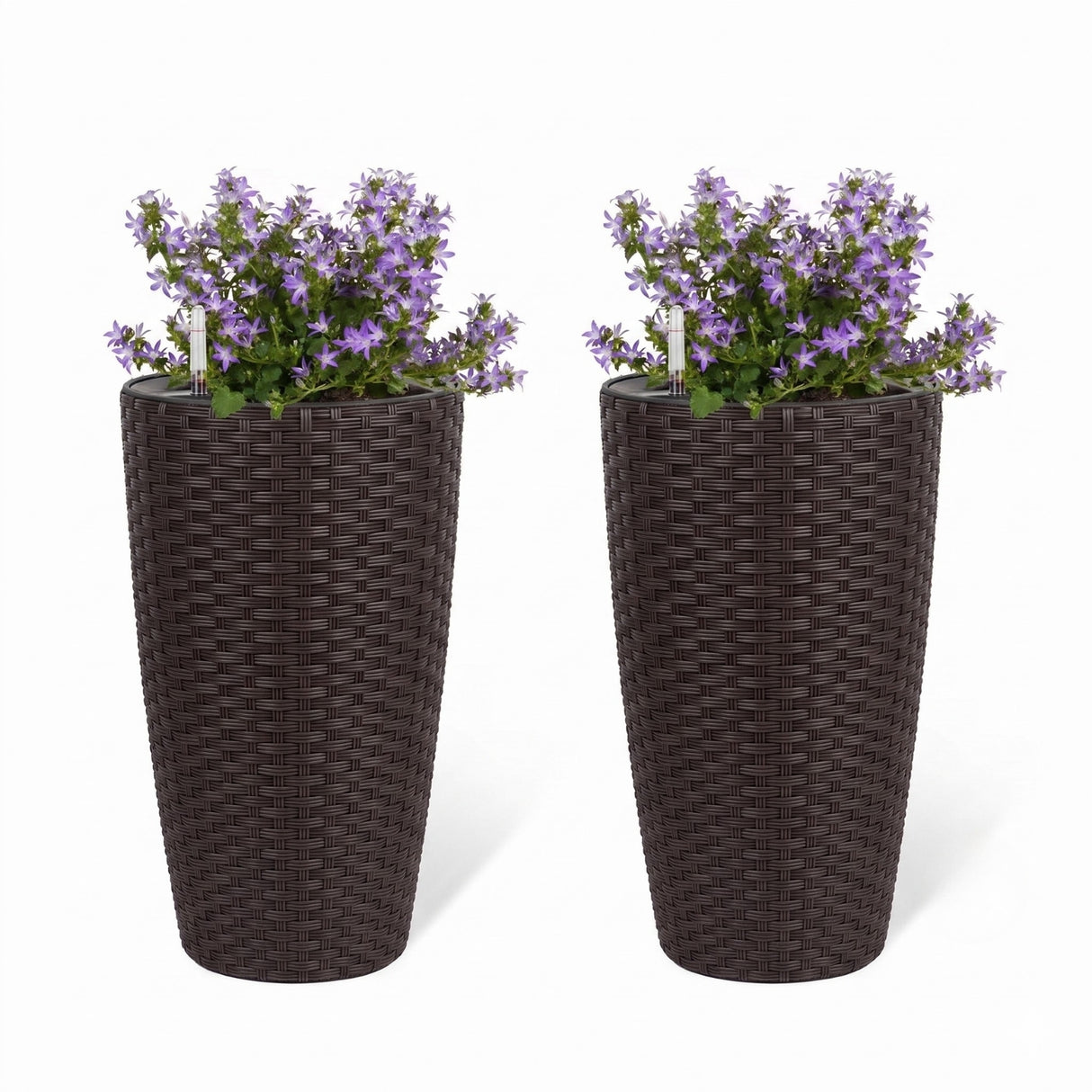 2-Piece Outdoor Wicker Planter Set (Dark Brown)