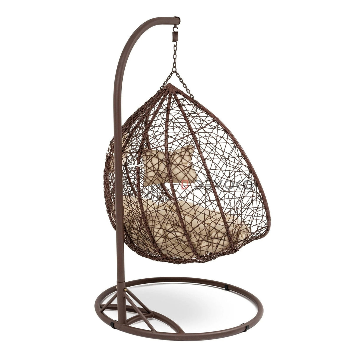 Double Seater Rattan & Wicker Swing (Brown & Cream)
