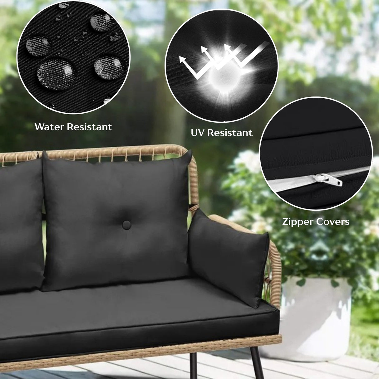 Outdoor Rattan Wicker Loveseat Sofa