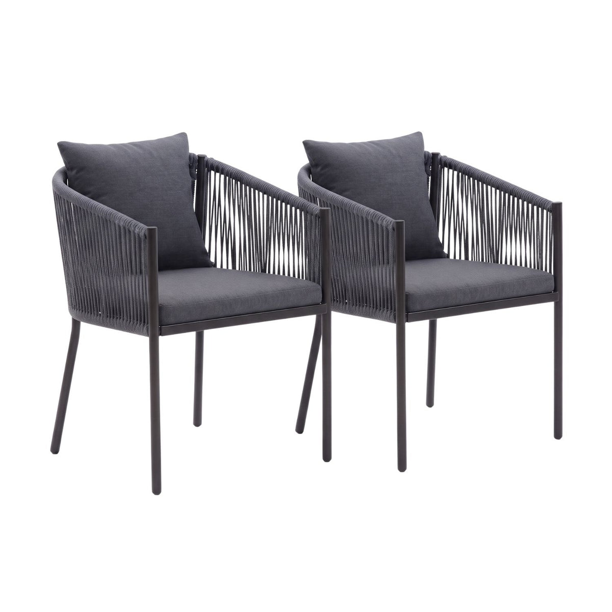 2-Piece Outdoor Rope Patio Dining Chairs