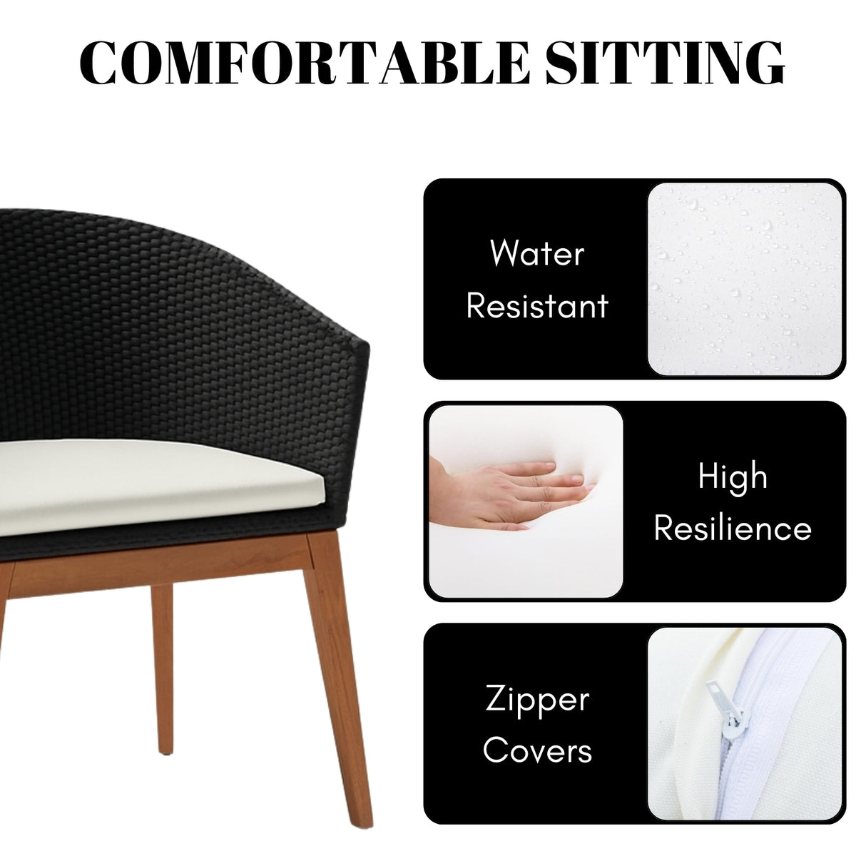 Outdoor All-Weather Resistant Rattan Wicker 5-Piece Dining Set (Black & White)