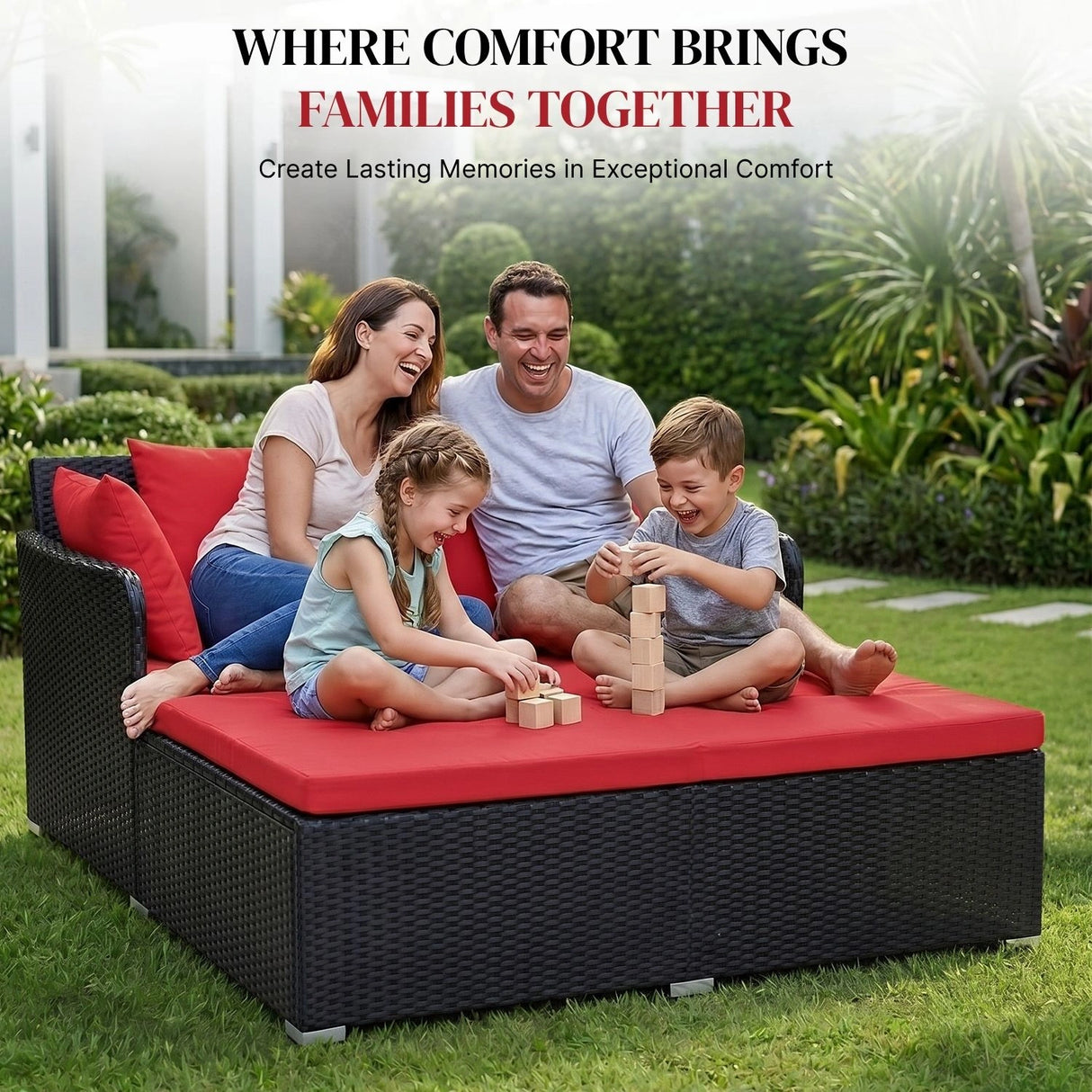 Outdoor Patio Double Seater Daybed For Garden, Poolside