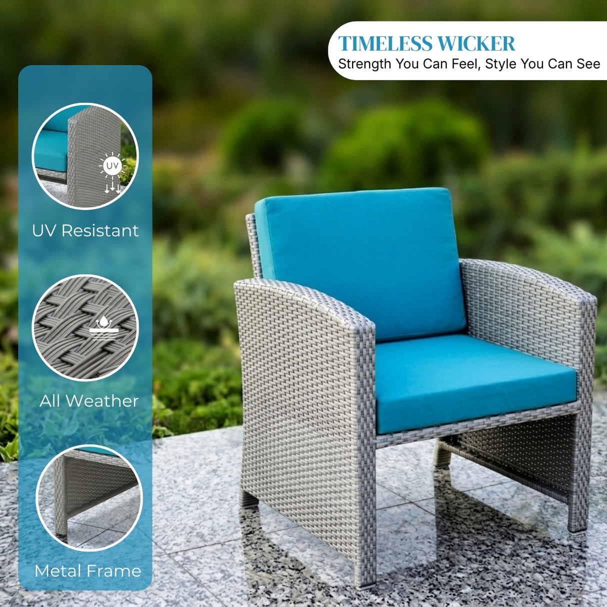 Outdoor 5 Piece Patio Wicker All Weather Sectional Furniture Set