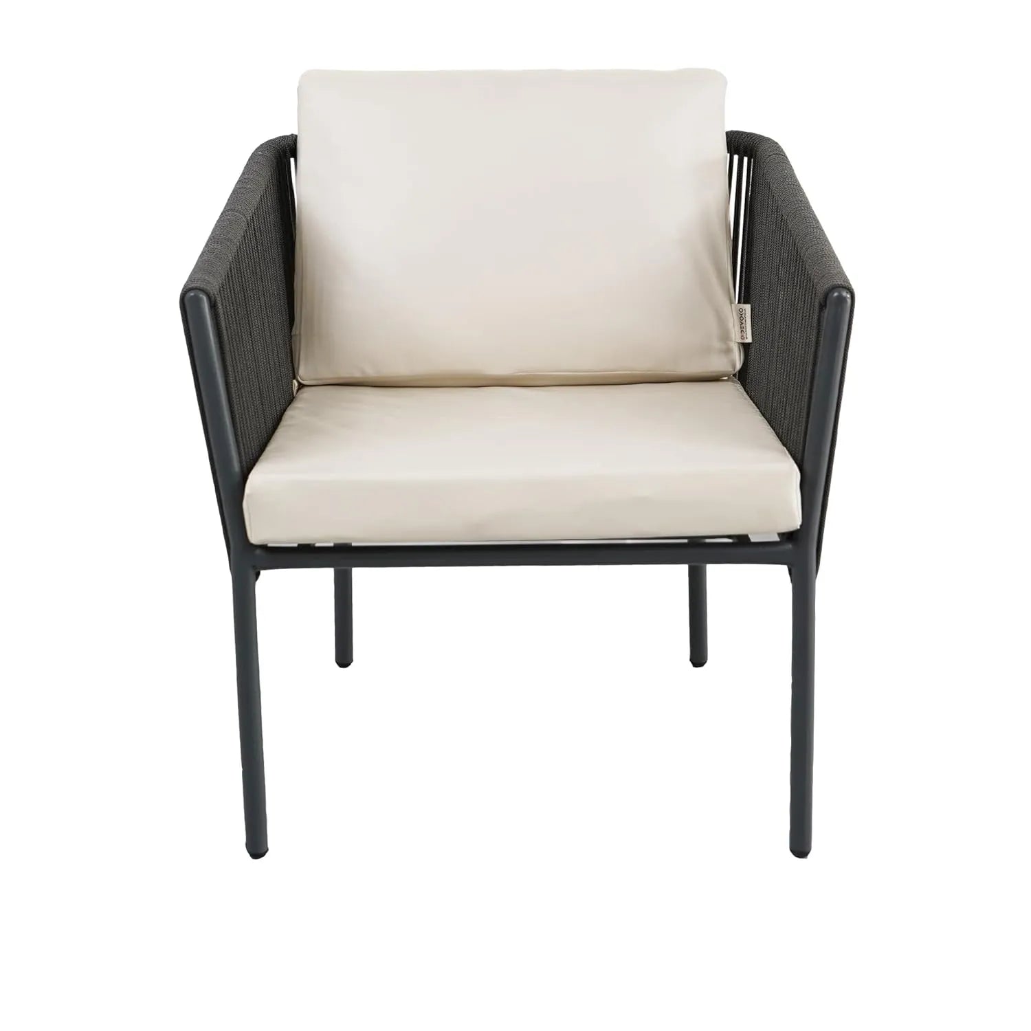 Outdoor Rope Patio Set with Glass Top Table