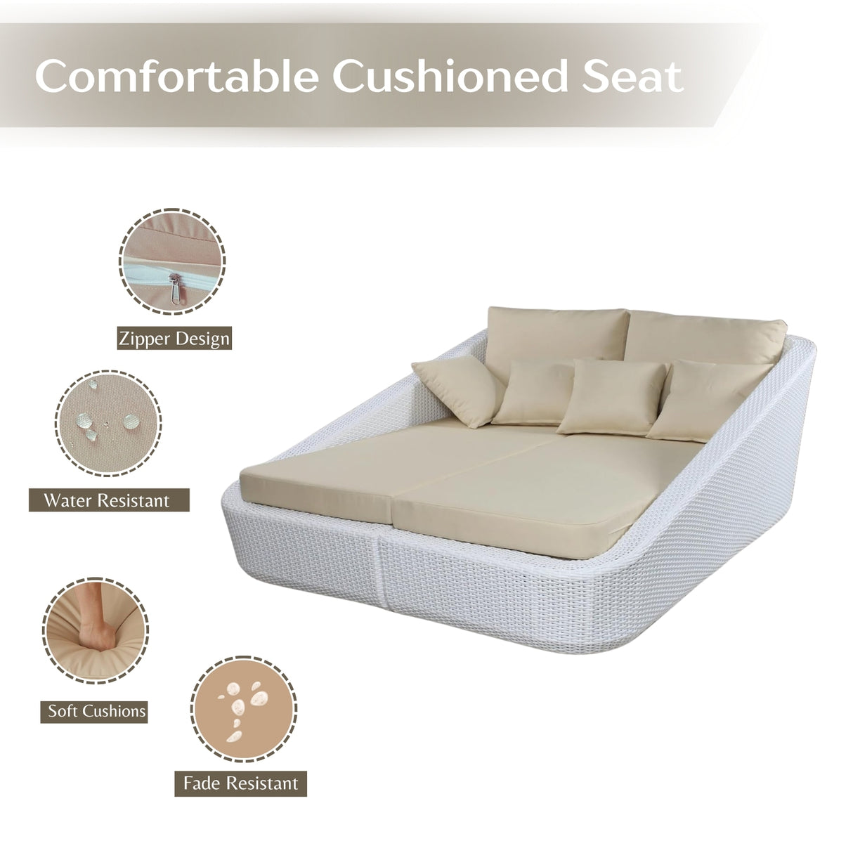 Patio Rattan & Wicker Double Conversation Daybed