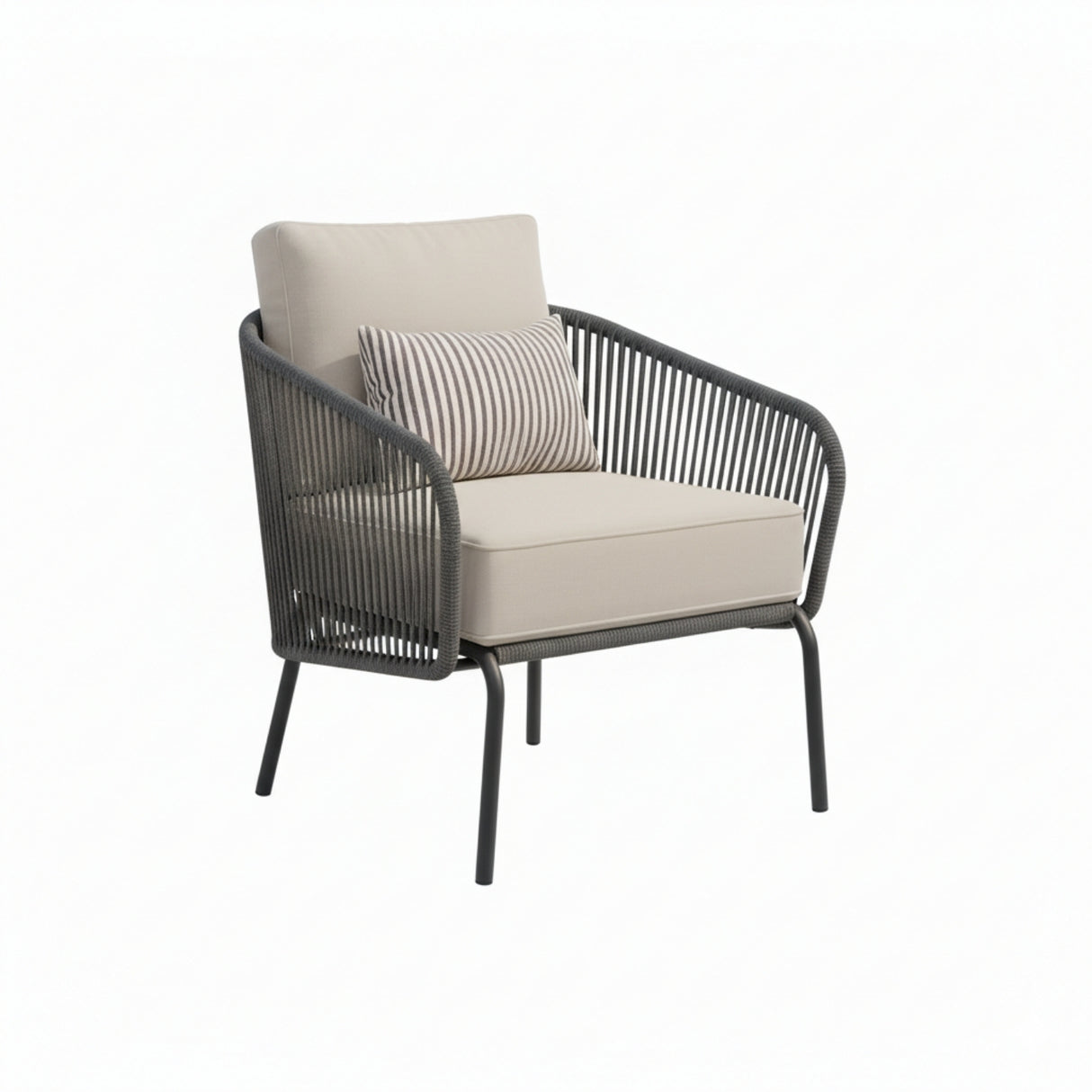 Outdoor Rope 2-Piece Sofa Chairs (Grey & Off-White)
