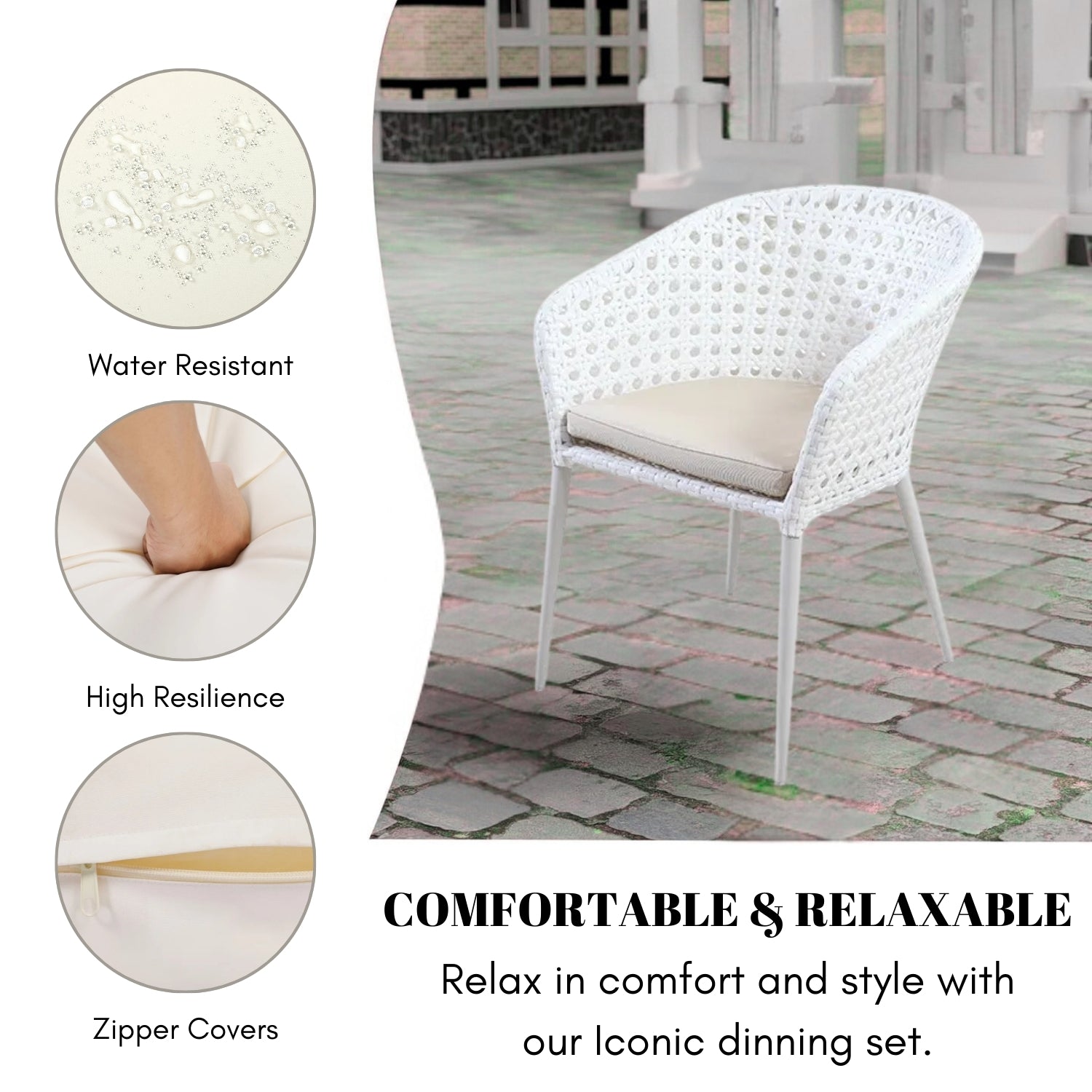 5-Piece Outdoor Patio Dining Set With Wicker Chairs & Glass-Top Table