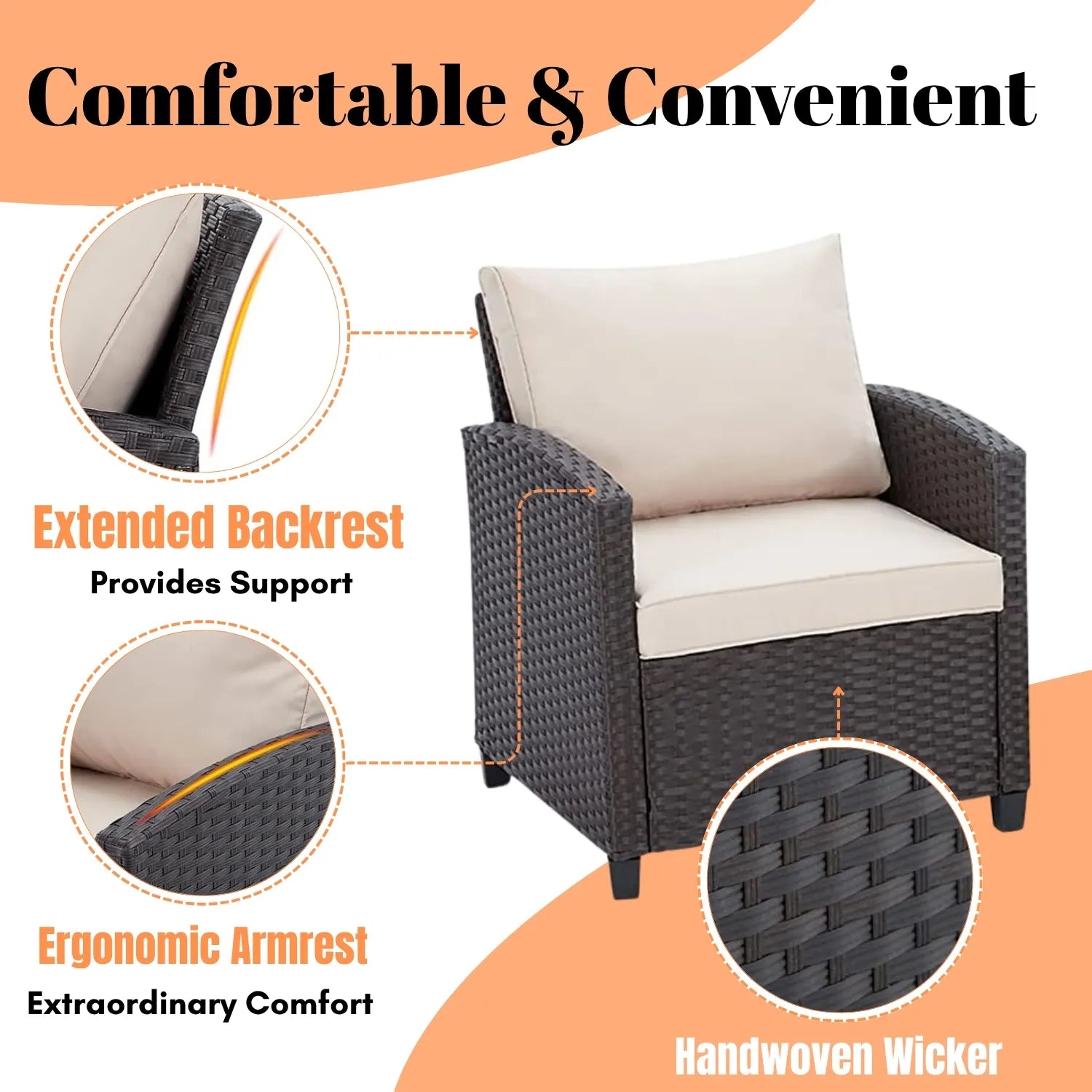 3-Piece Outdoor Rattan Wicker Patio Set