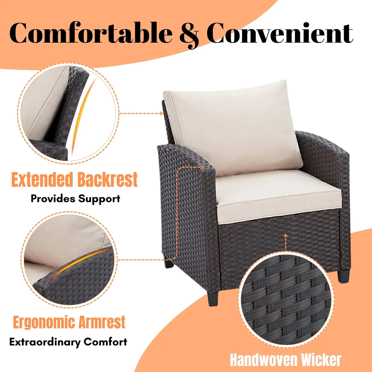 3-Piece Outdoor Rattan Wicker Patio Set