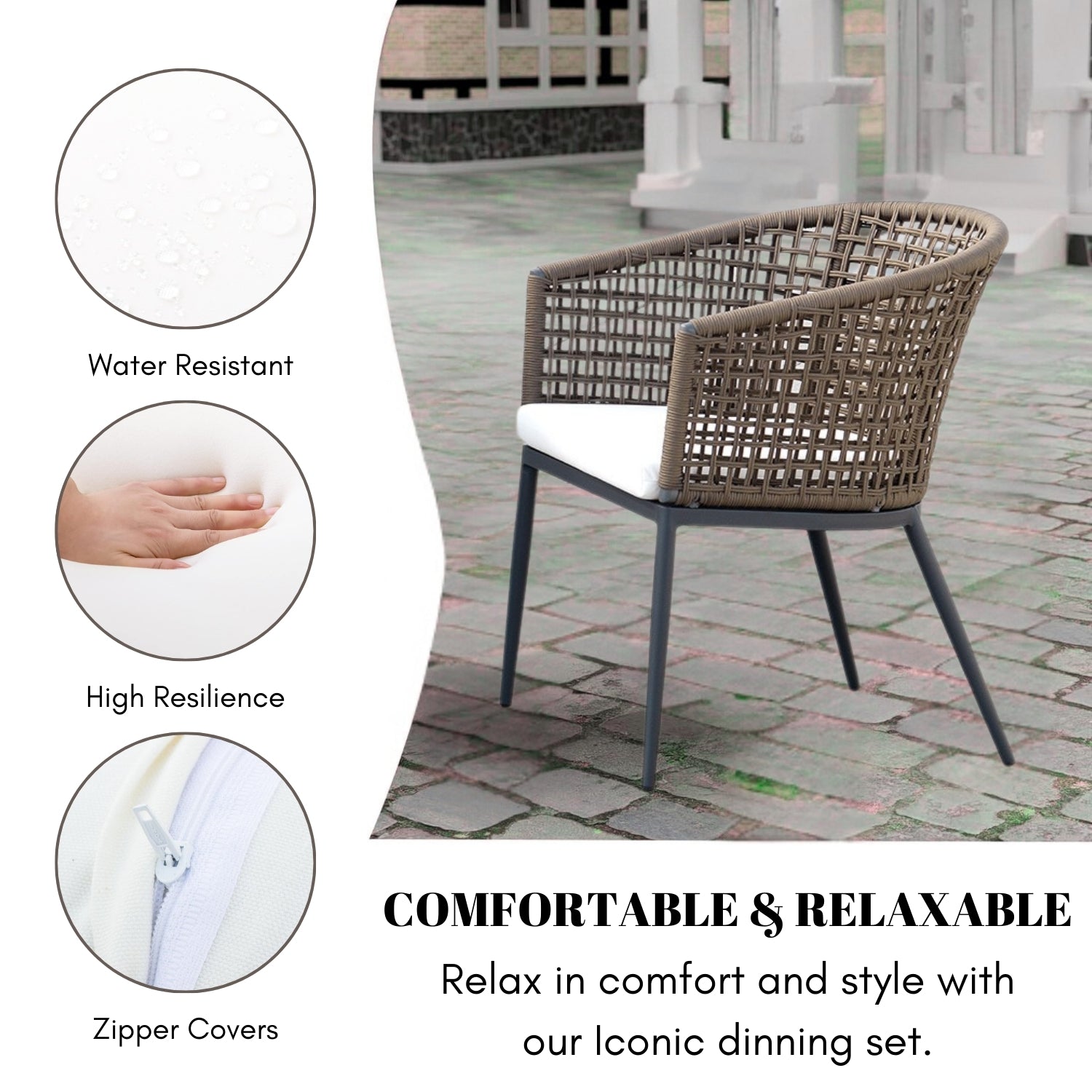 5-Piece Outdoor Patio Dining Set With Wooden Tabletop