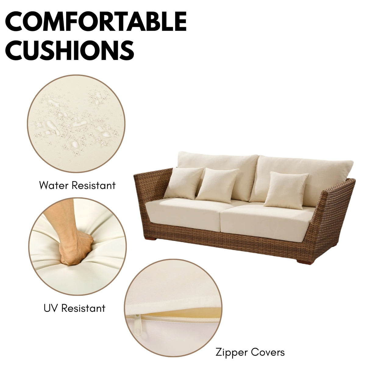 5-Piece Outdoor Wicker Sofa Set With 2-Tier Glass Top Tables