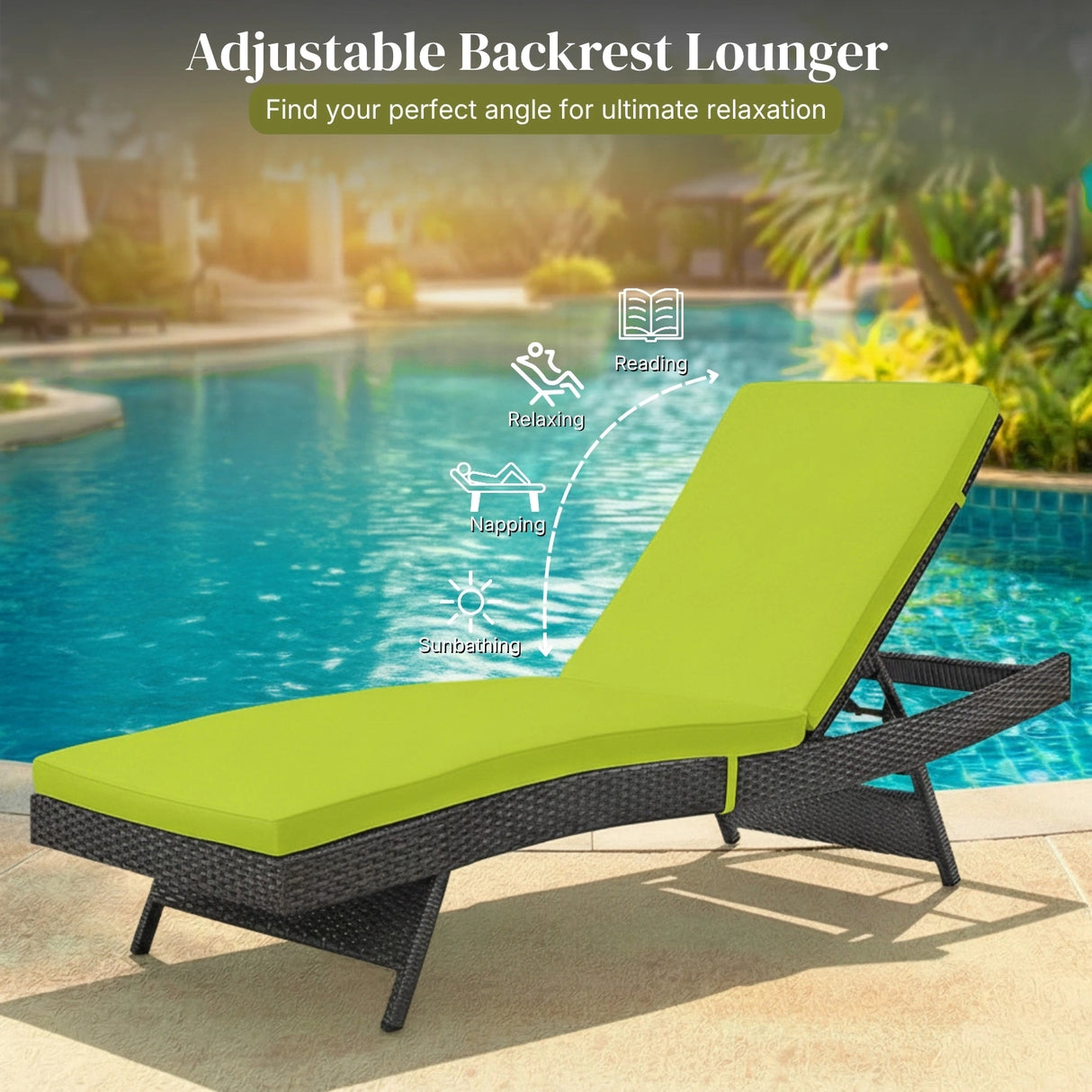 Outdoor Rattan Wicker Chaise Lounger For Poolside