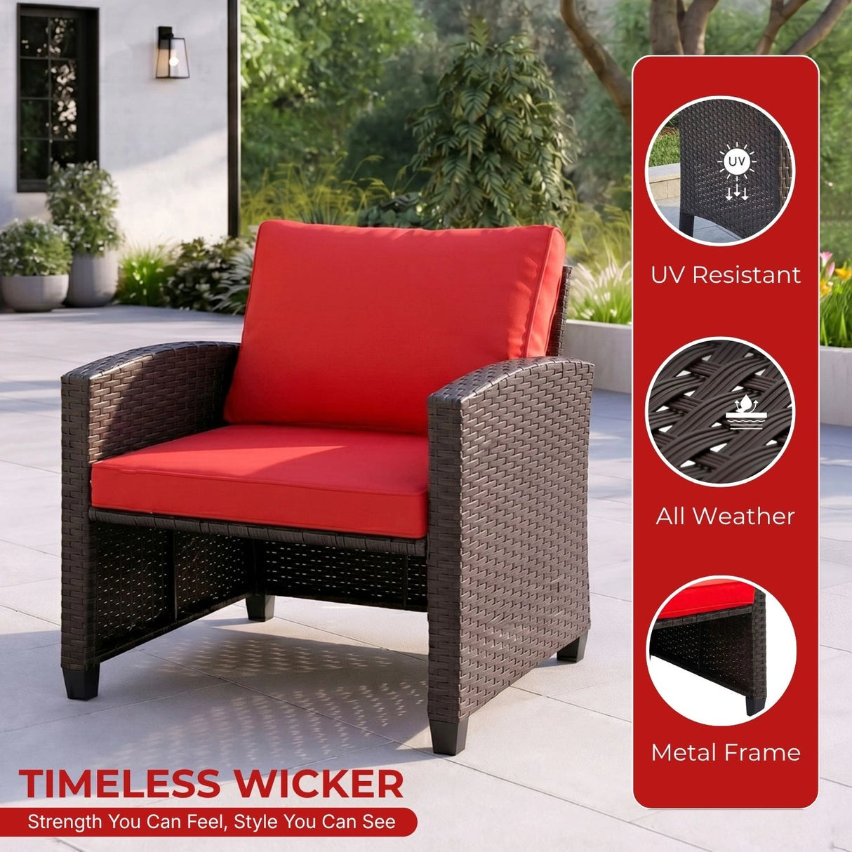 5 Piece Outdoor Patio Wicker Furniture Set
