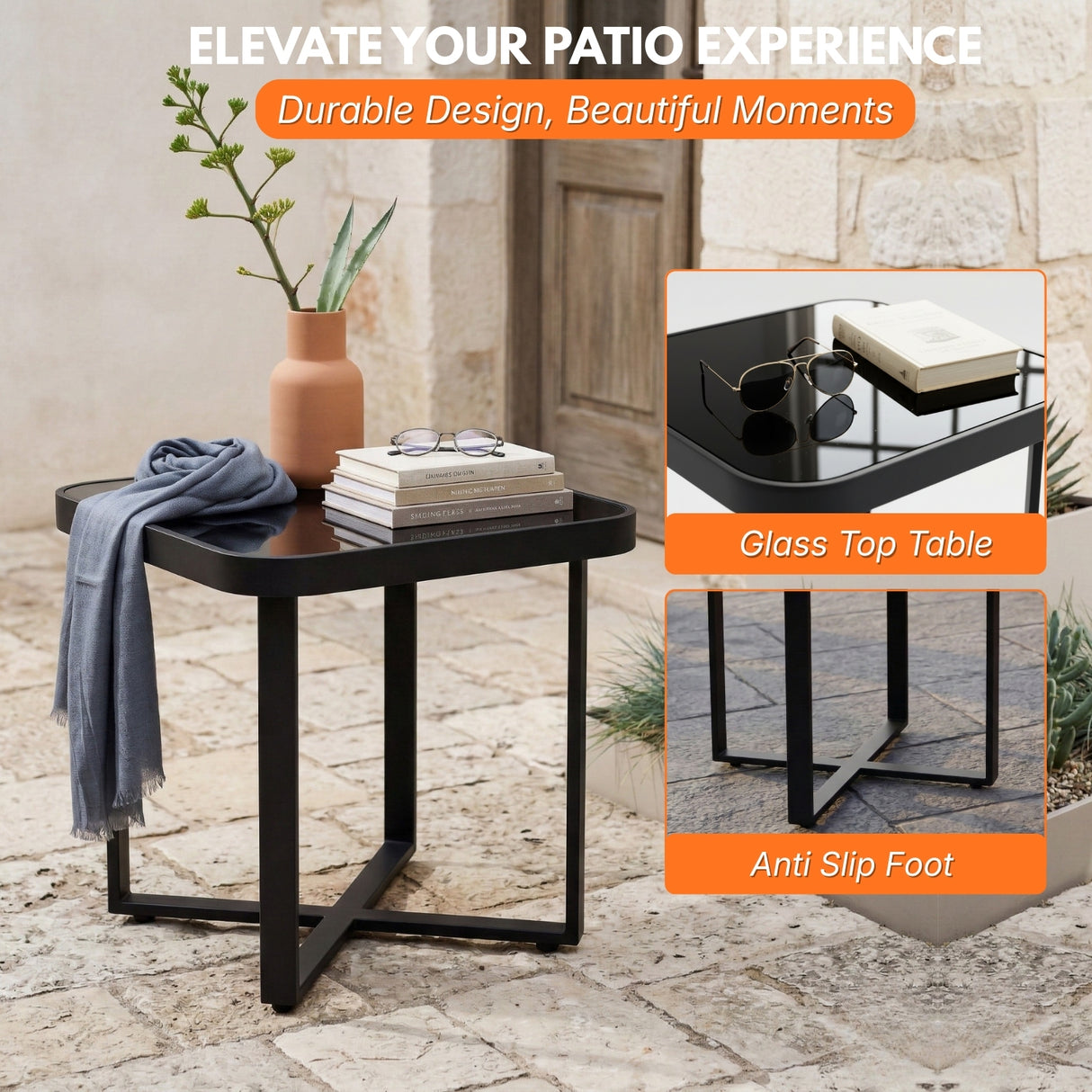 Outdoor Rope Lounge Chairs Set of 2 With Side Table