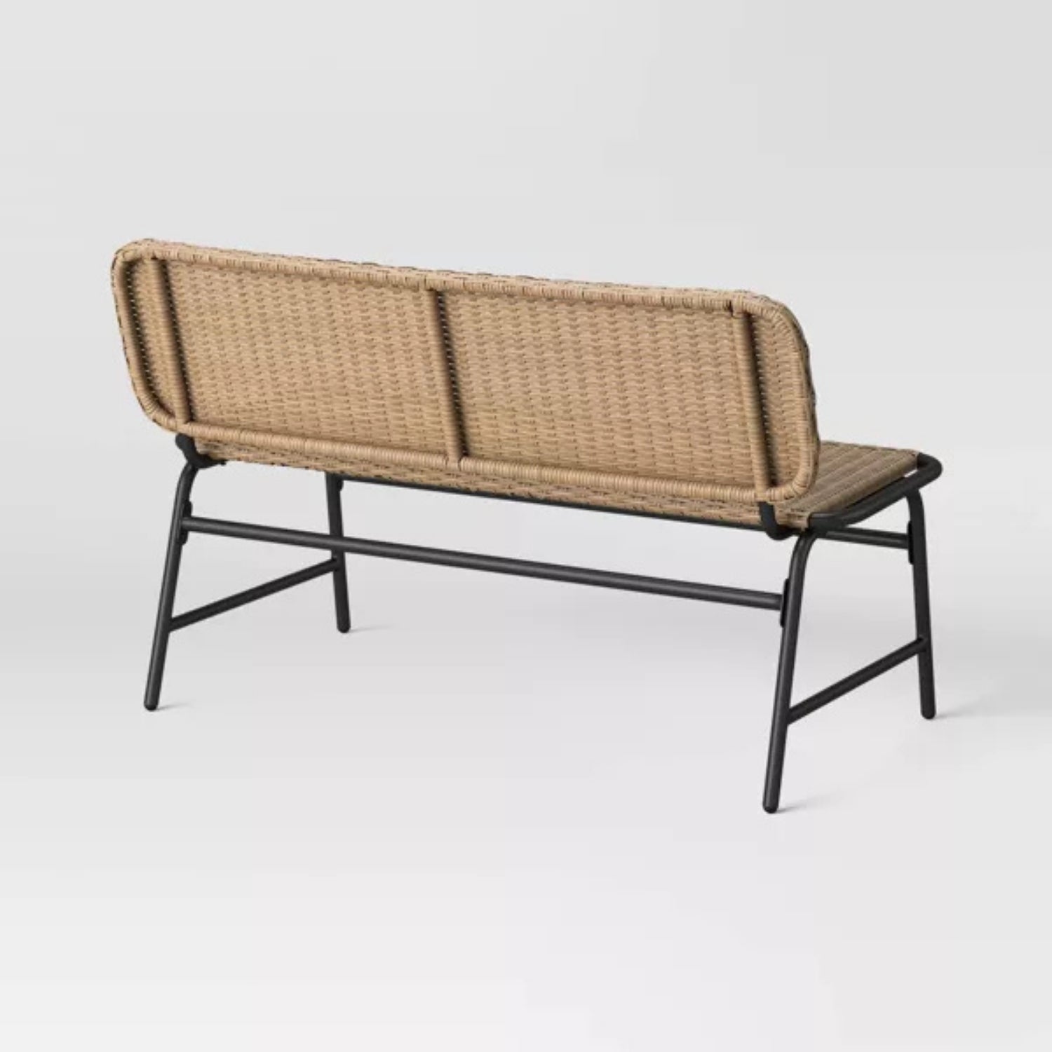 2-Seater Outdoor Garden Rattan Bench With Metal Frames
