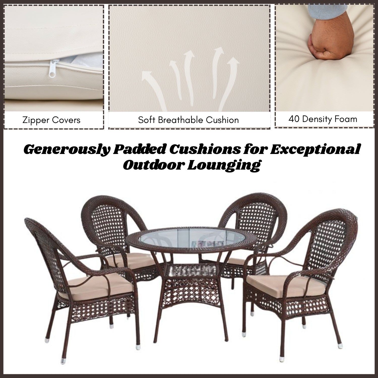 Outdoor All-Weather Resistant Rattan Wicker 5-Piece Dining Set