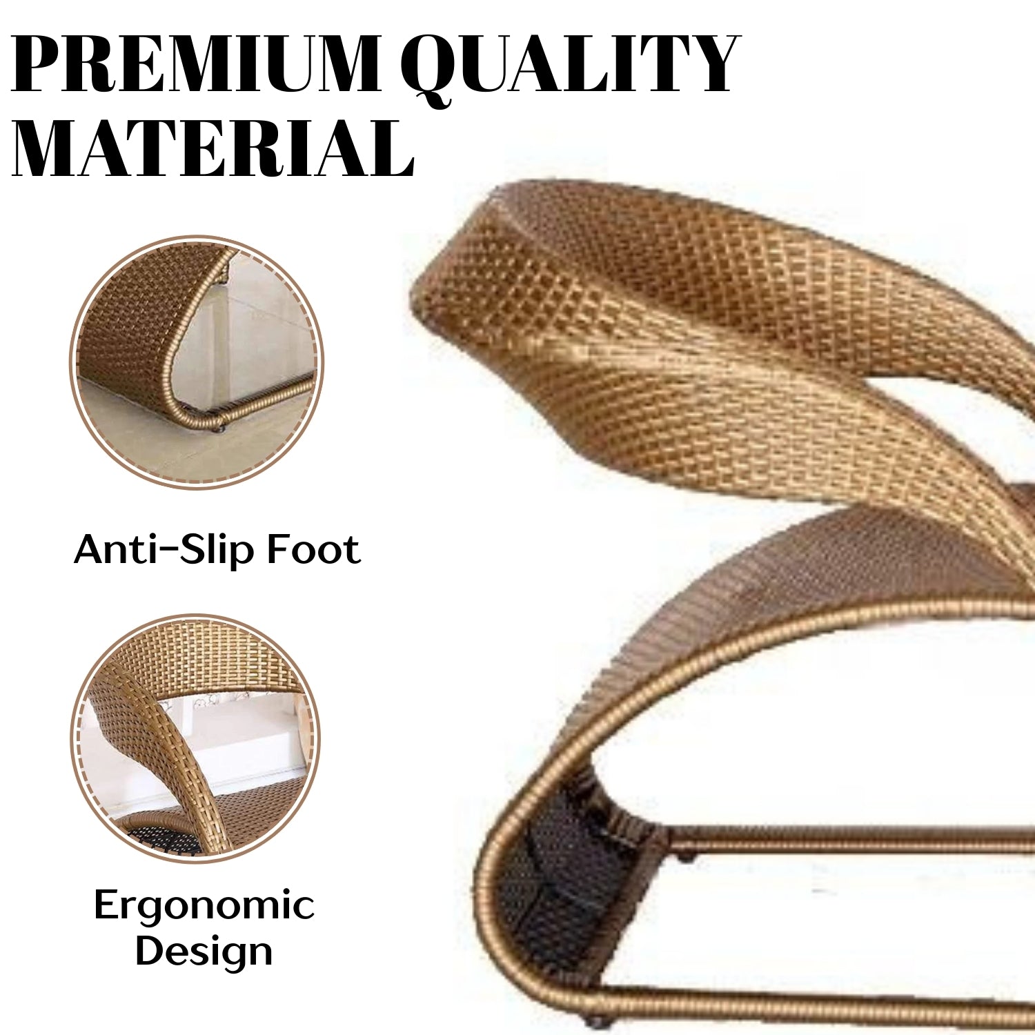 3-Piece Outdoor Rattan Wicker Patio Set (Golden)