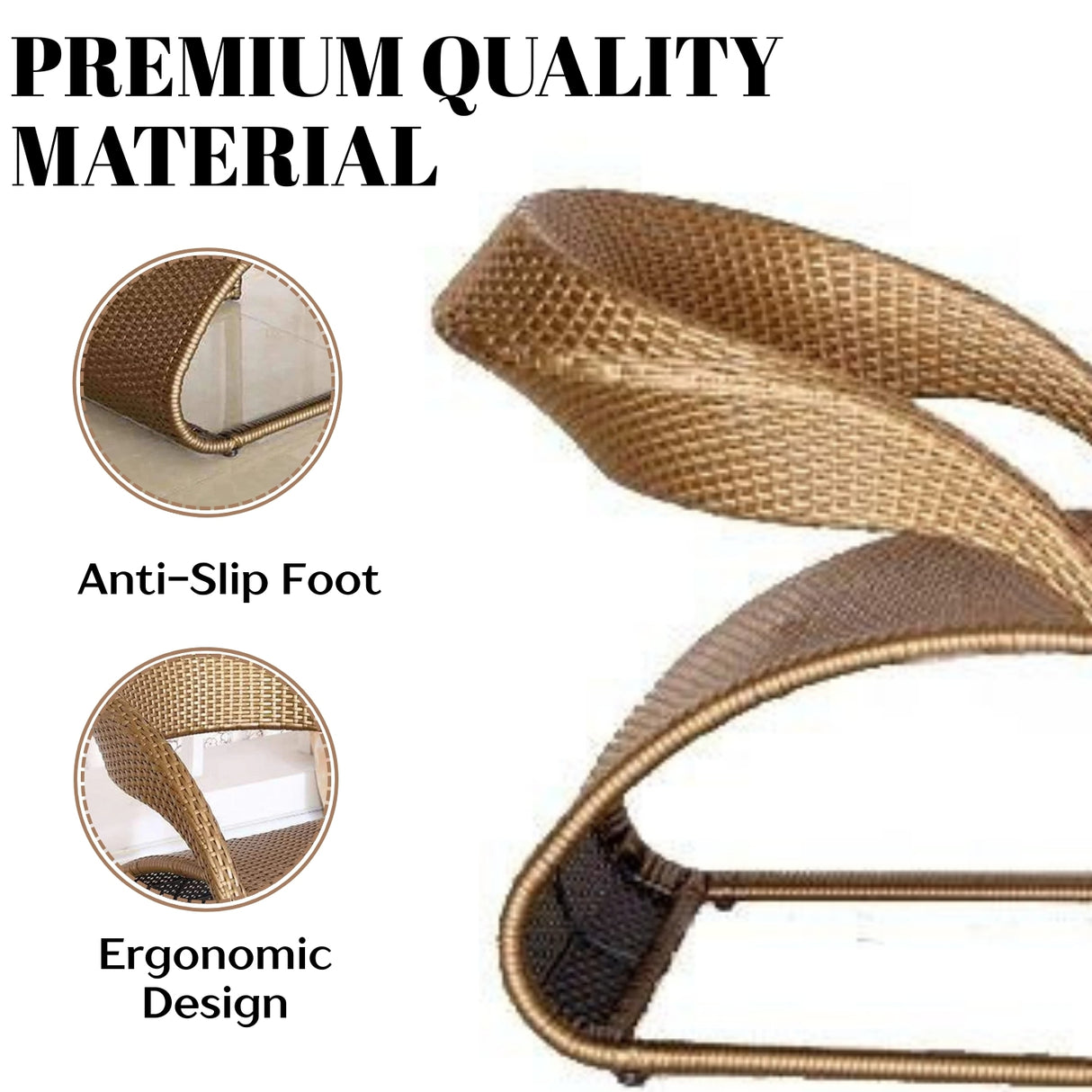 3-Piece Outdoor Rattan Wicker Patio Set (Golden)