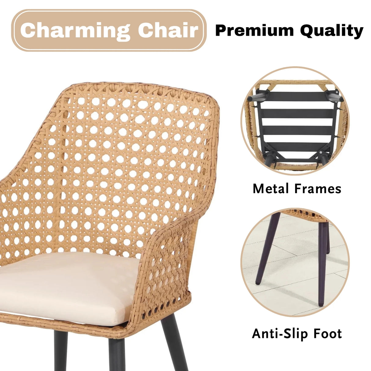 5-Piece Outdoor Patio Dining Set with Rattan Chairs