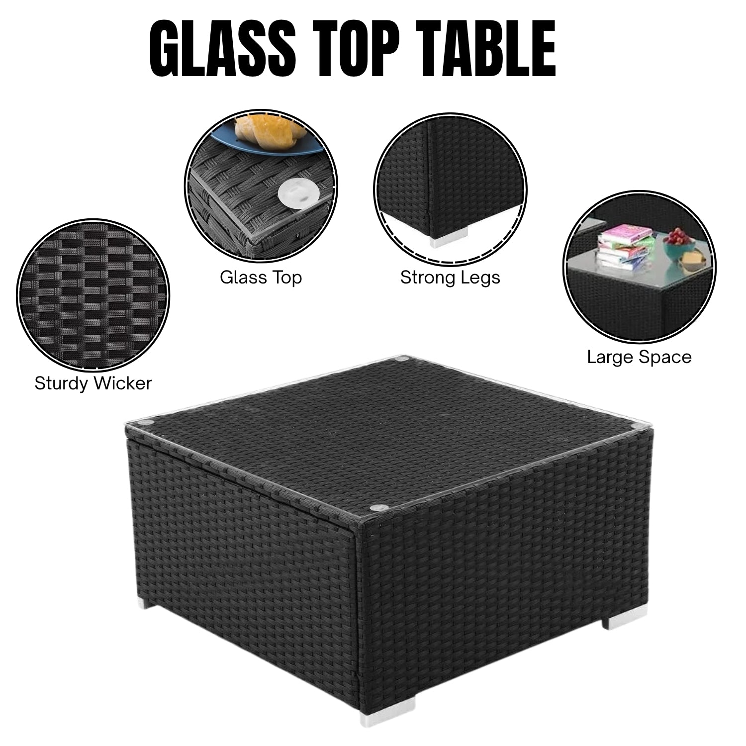 Outdoor Garden Conversation Sofa Set (Black/Off-White)