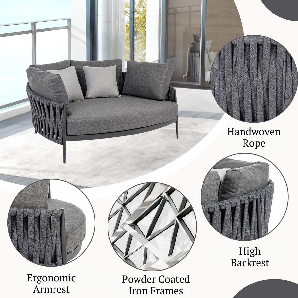 Outdoor Patio Rope Daybed for Garden