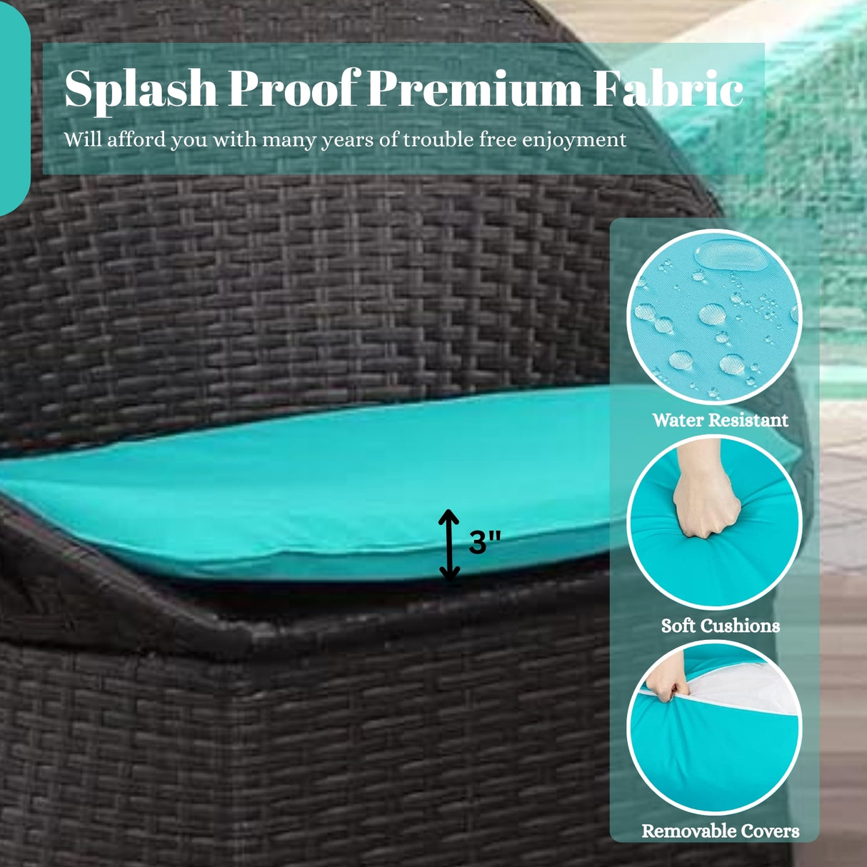 3-Piece Outdoor Rattan Wicker Patio Set