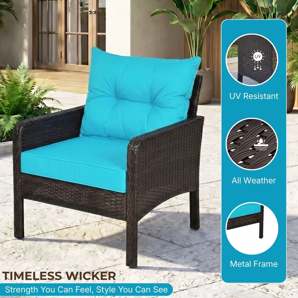 Outdoor Wicker 5-Piece Patio Sofa Set