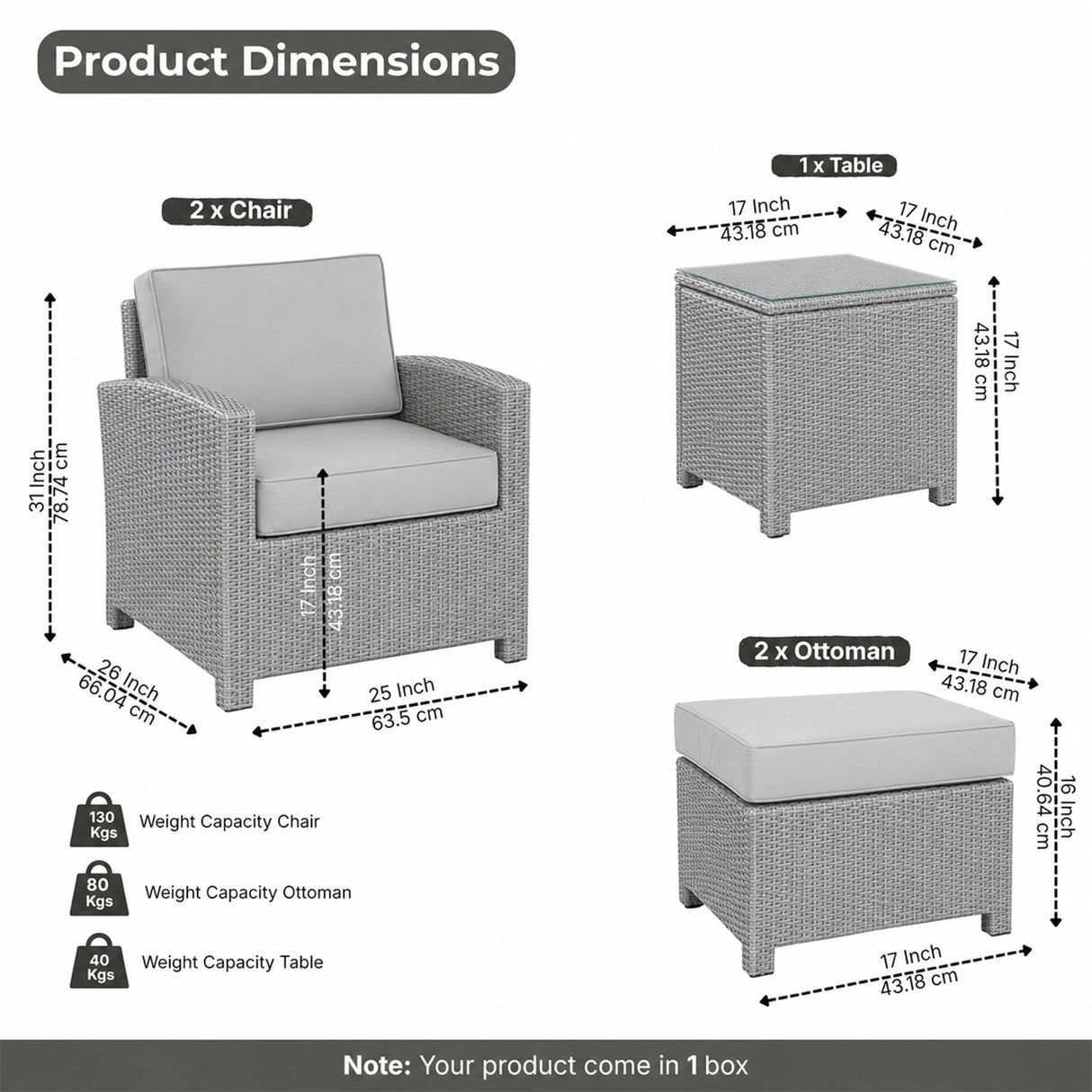 5 Pieces Patio Furniture Set