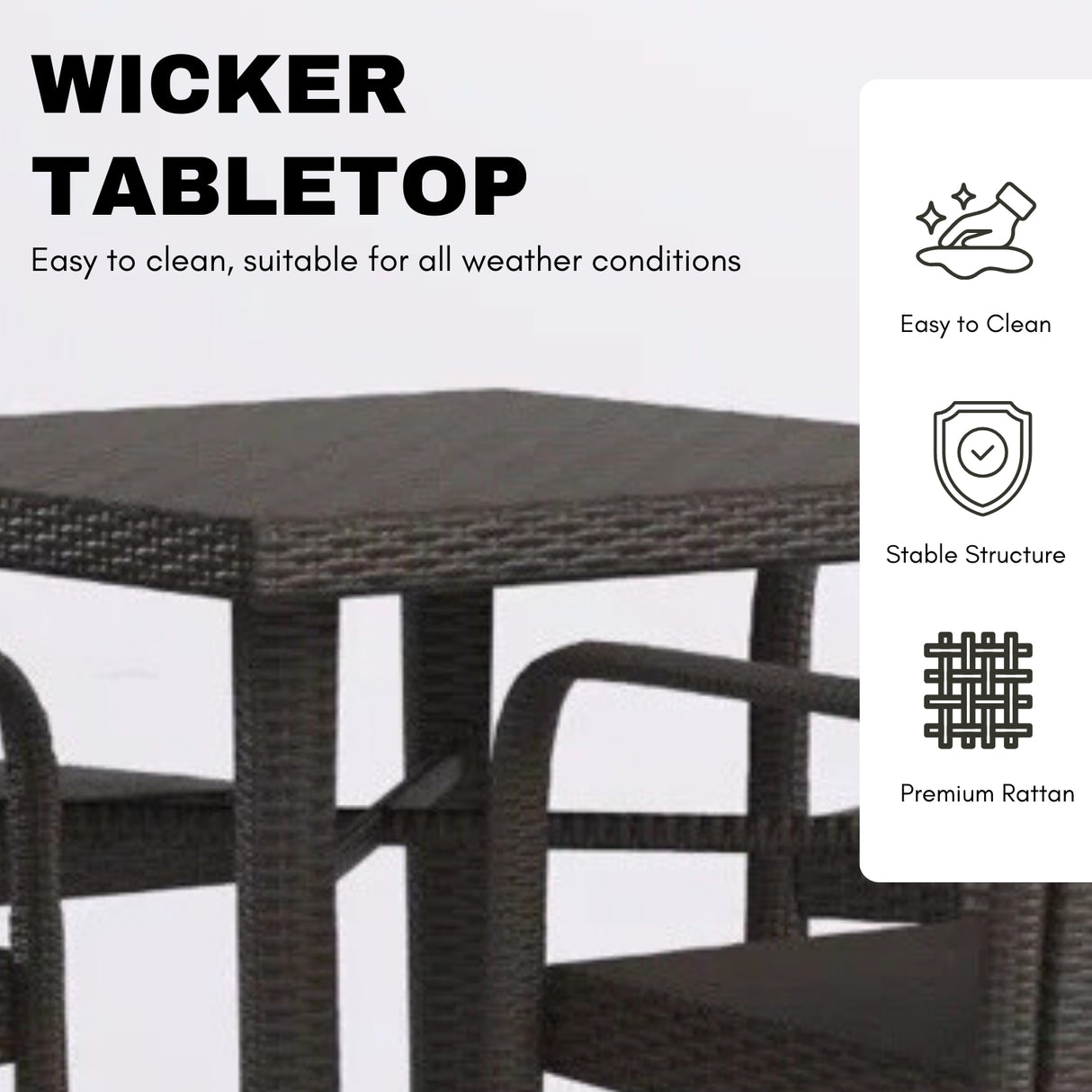 5-Piece Outdoor Rattan Wicker Bar Set with Wicker Top Table