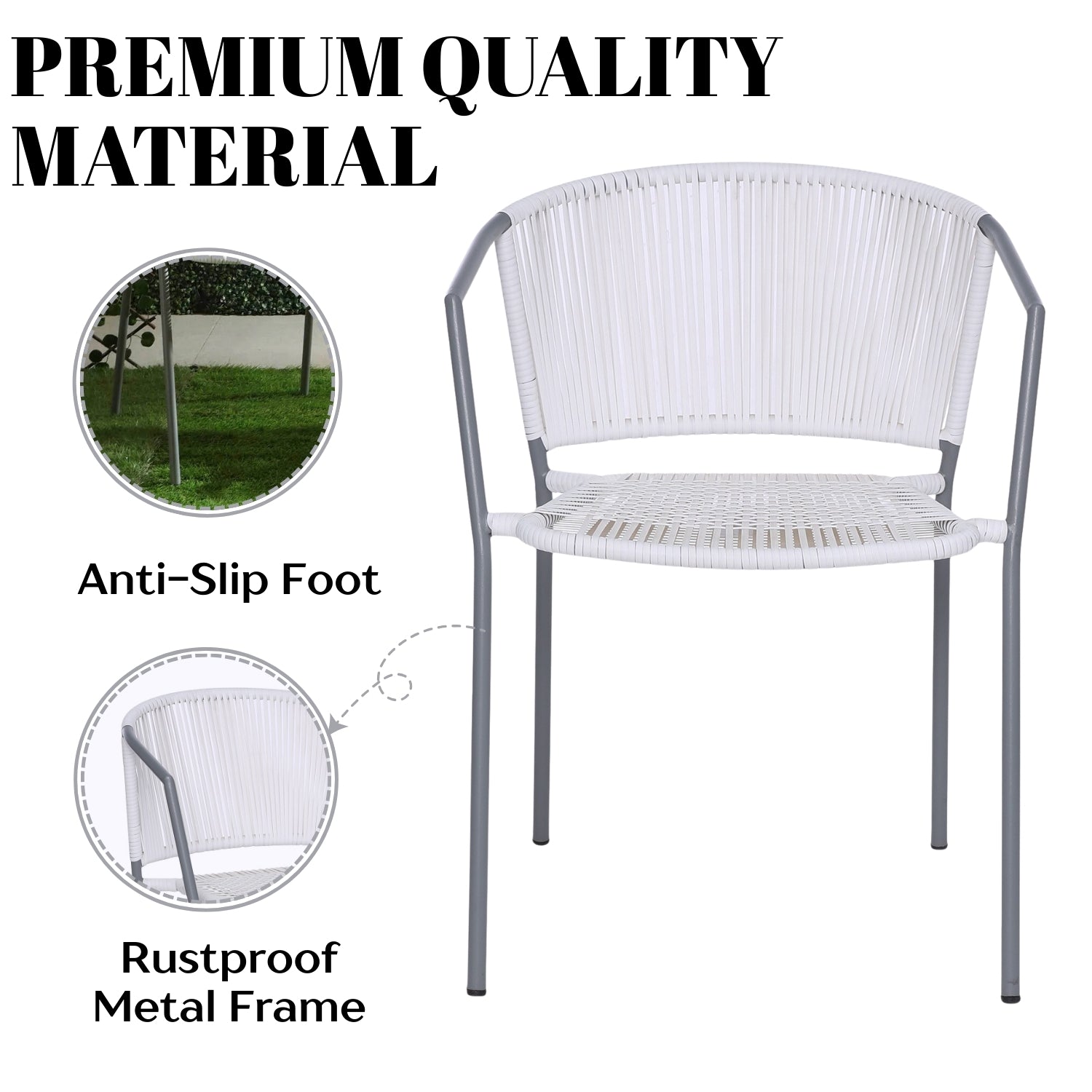 3-Piece Outdoor White Rope Patio Set