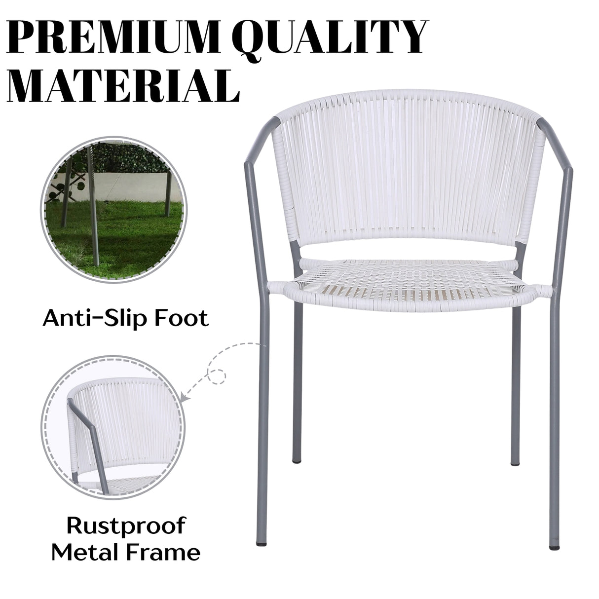 3-Piece Outdoor White Rope Patio Set