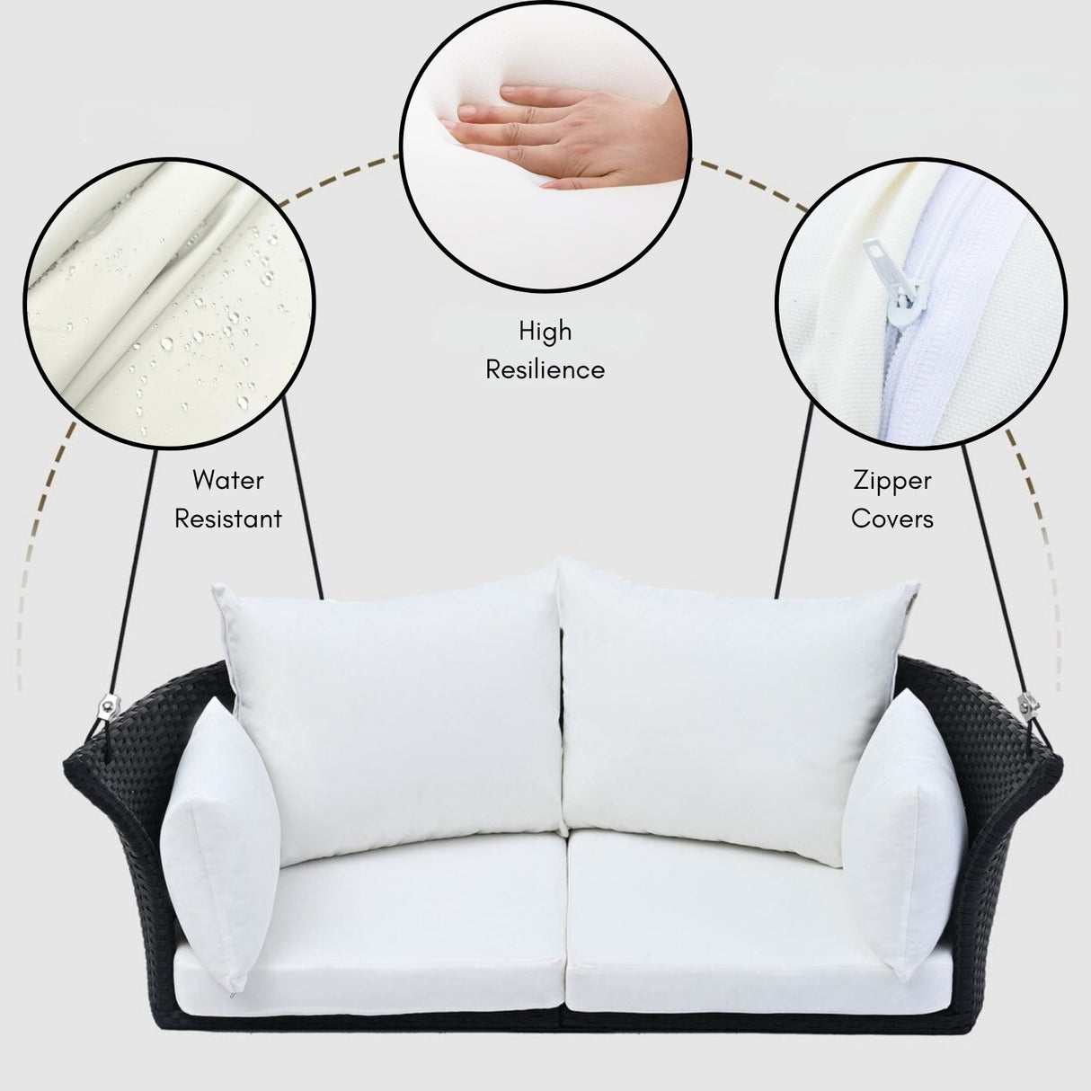 Outdoor Rattan Wicker Hanging Swing Chair with Cushion