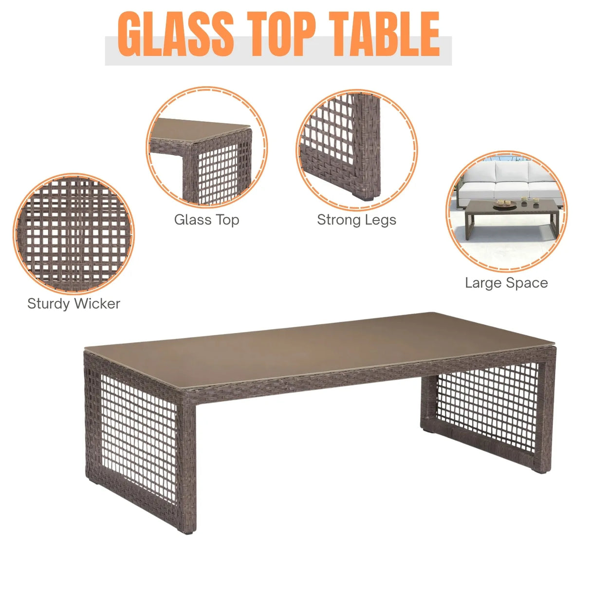 Outdoor Rattan Wicker 5-Seater Sofa Set