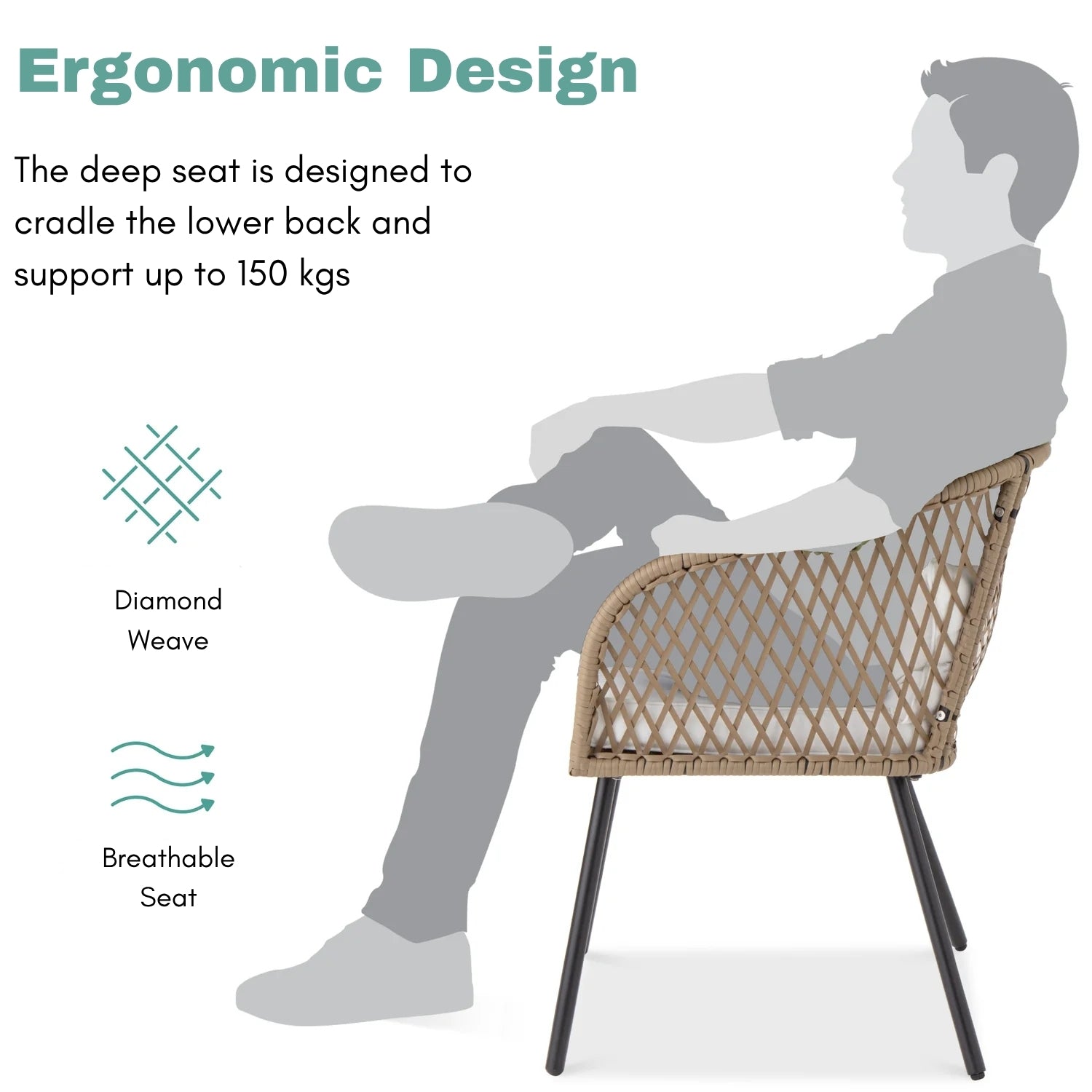 Outdoor Wicker 3-Piece Patio Set