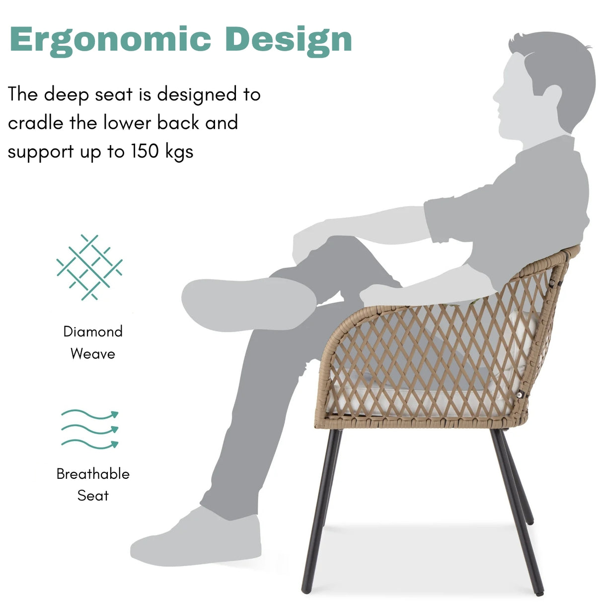 Outdoor Wicker 3-Piece Patio Set