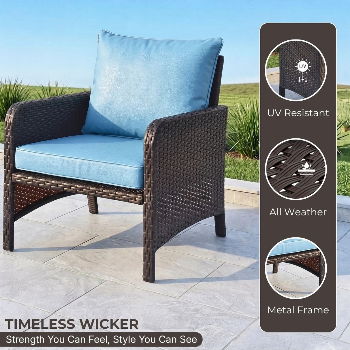 Outdoor 5 Piece Patio Wicker Furniture Set