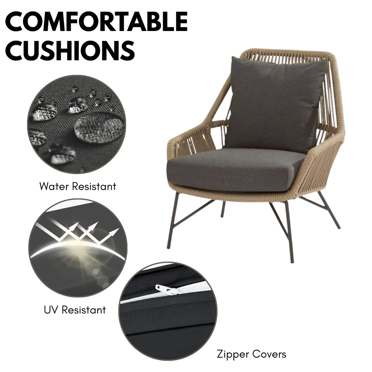 4-Piece Outdoor Rope Patio Conversation Loveseat Furniture