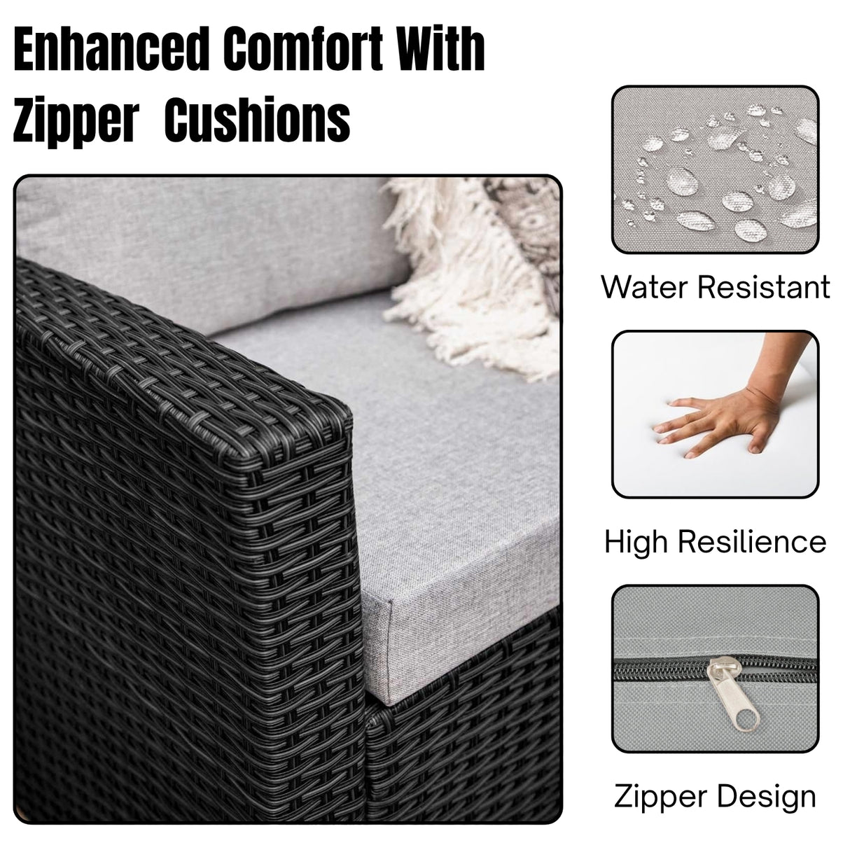 6-Piece All-Weather Wicker Patio Furniture Set (Black/Grey)