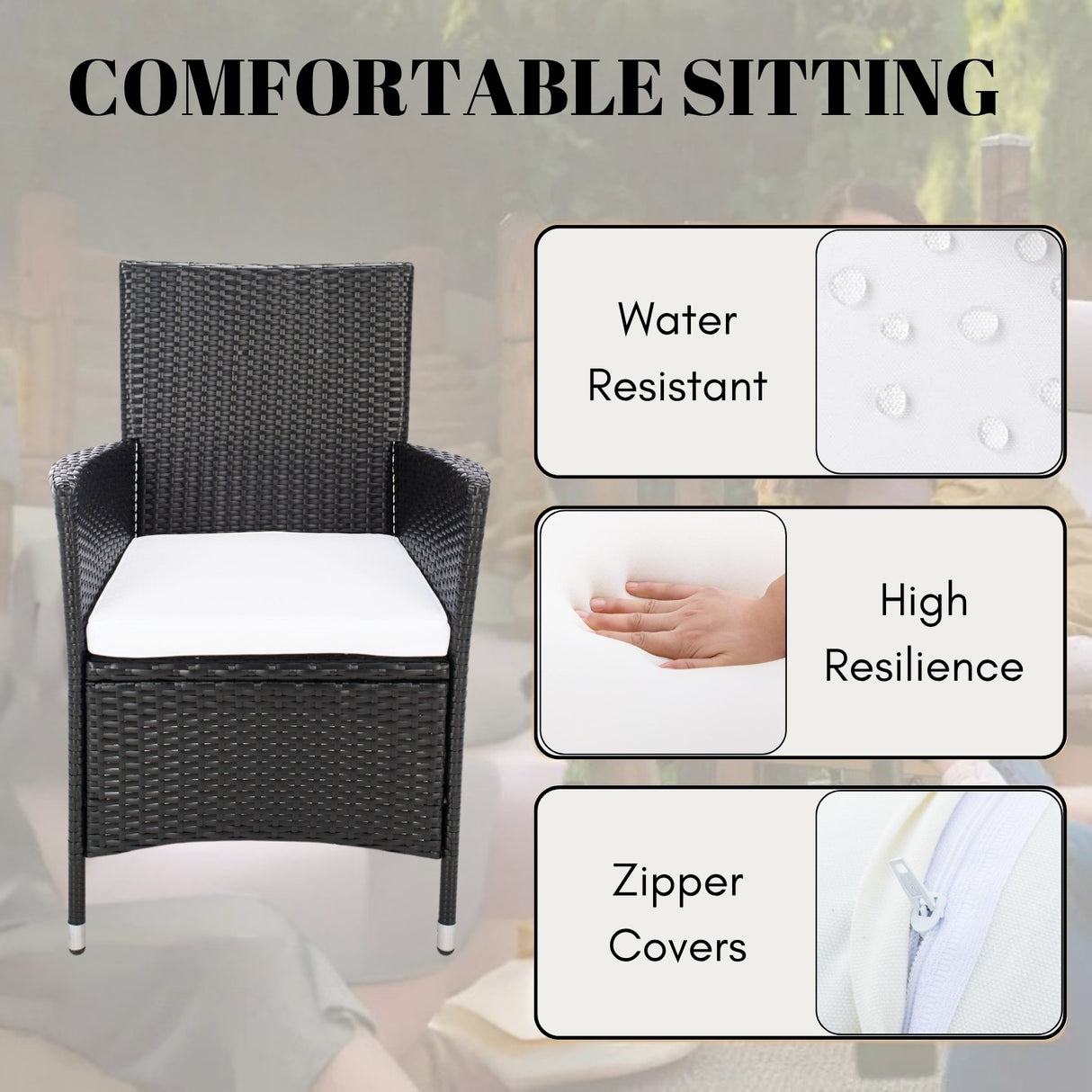 7-Piece Outdoor Rattan Wicker Dinning Table Set