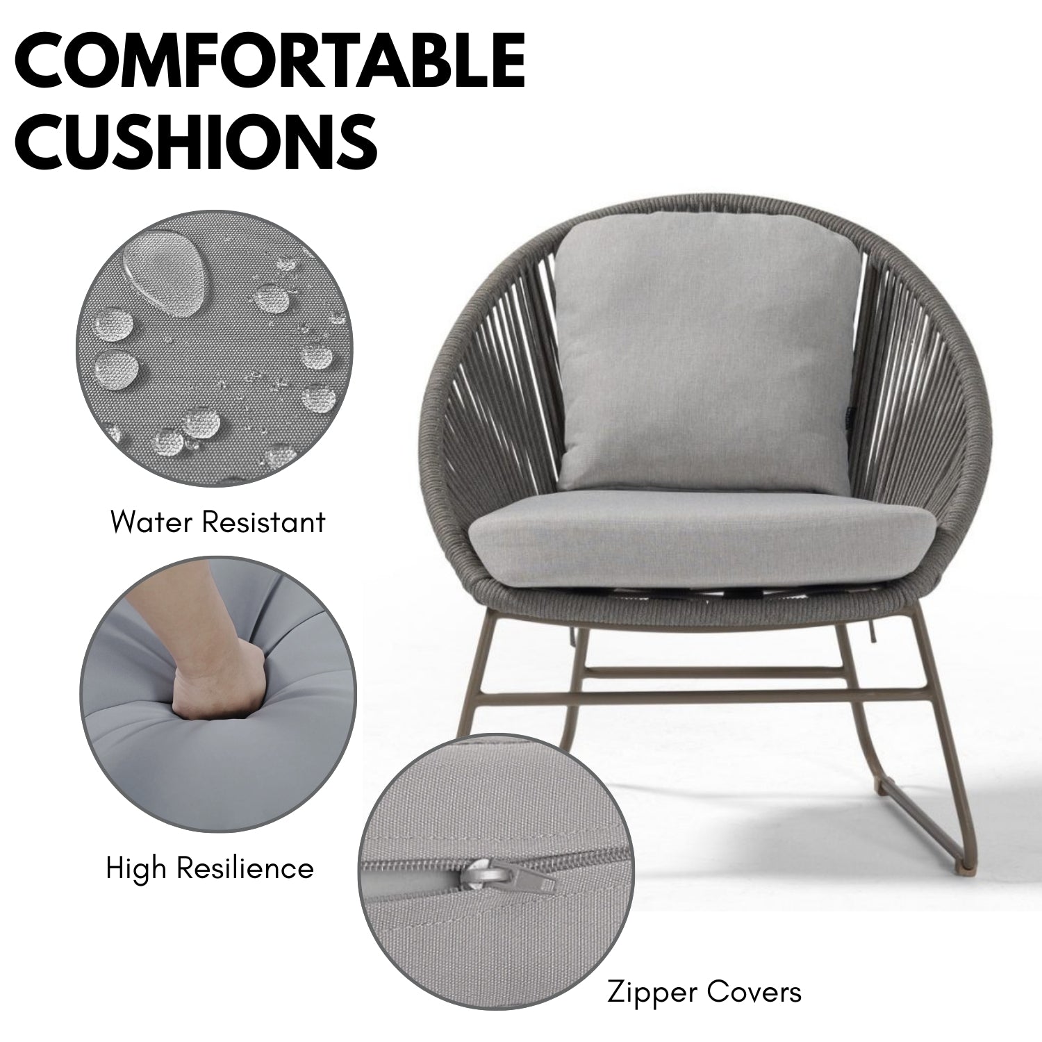 Outdoor Rope 4-Piece Patio Sofa Set with Glass Top Tables