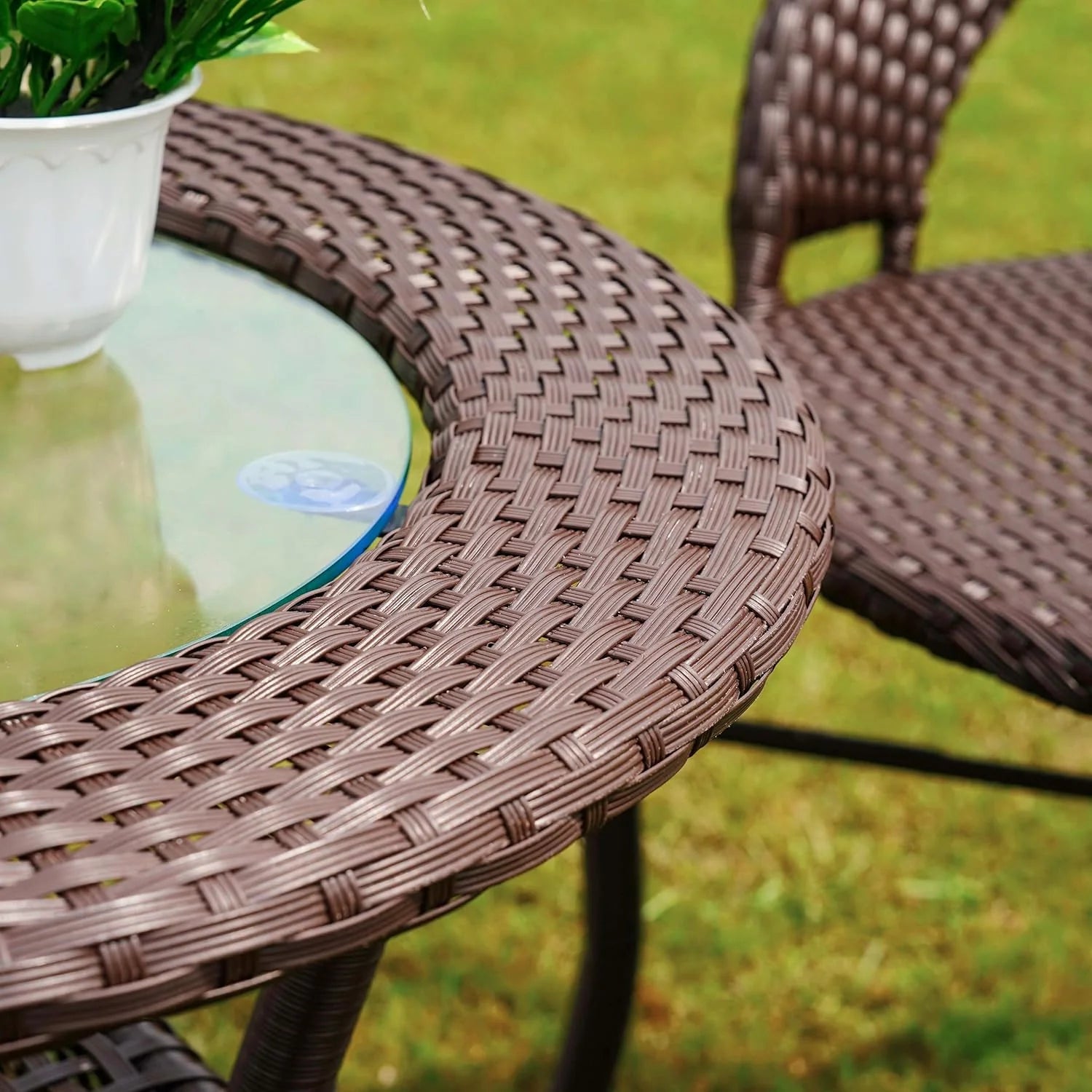 3-Piece Outdoor Rattan Wicker Patio Bistro Set