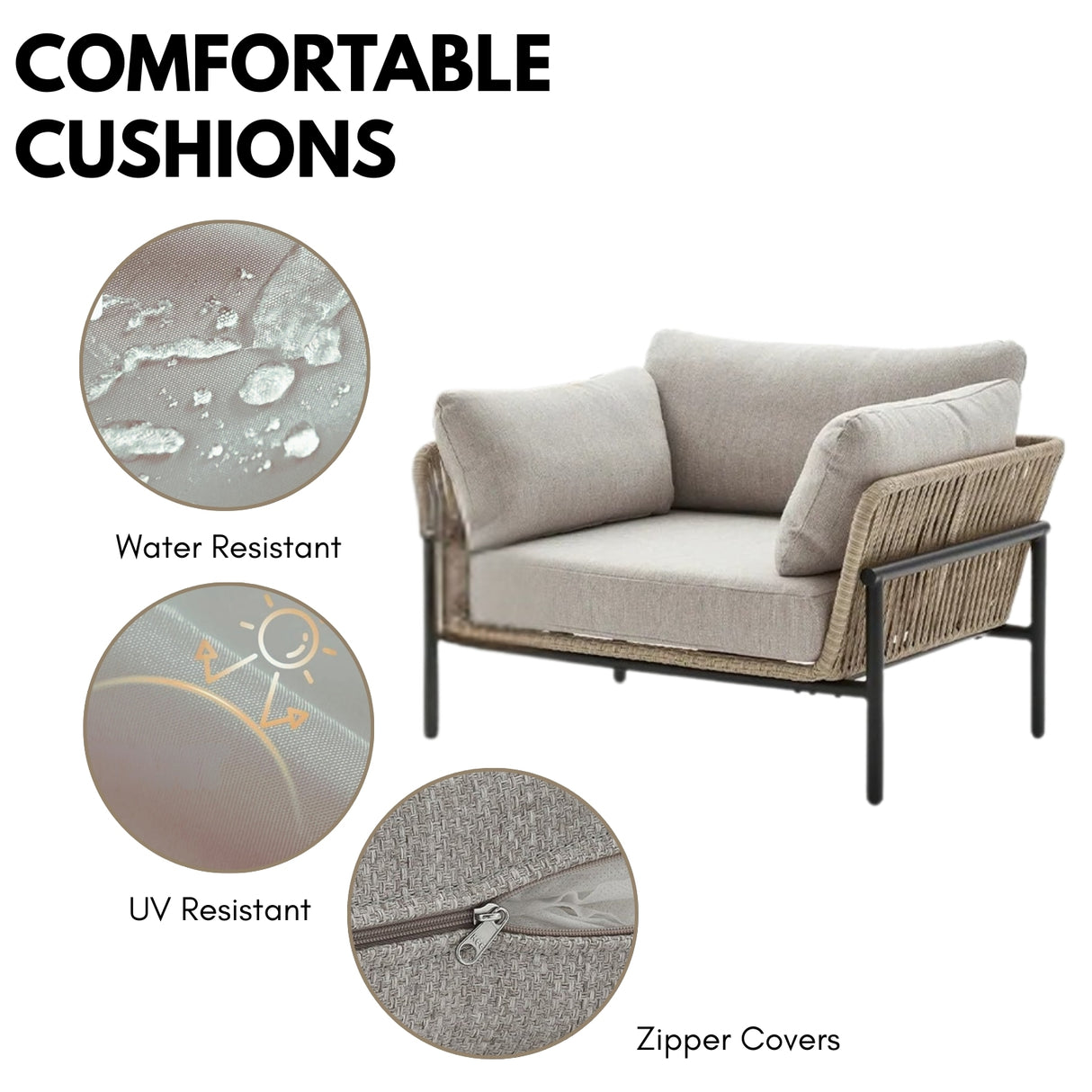 Outdoor 4-Piece Rope Conversation Sofa Set